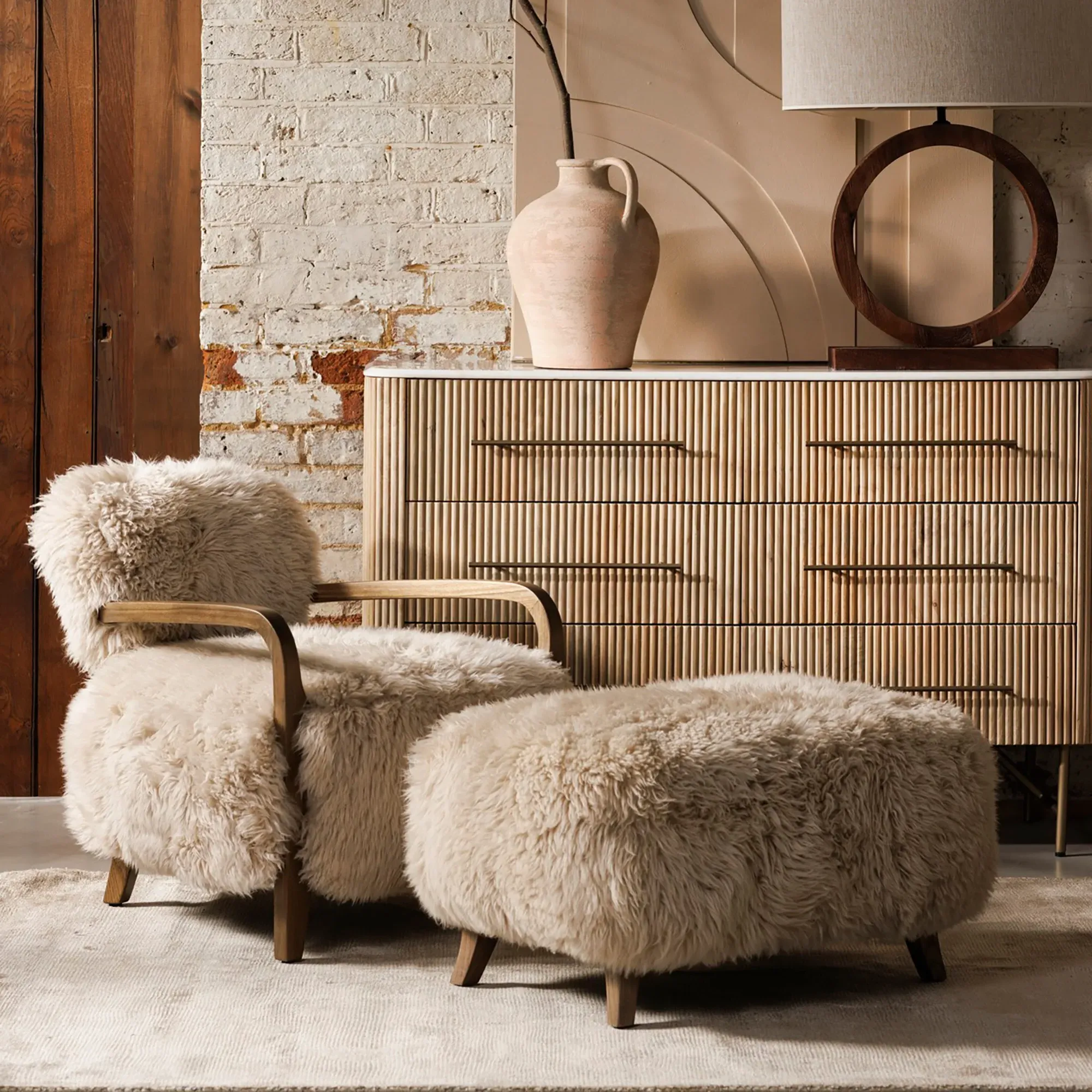 Timothy Oulton Cabana Accent Chair - Neutral, Sheepskin