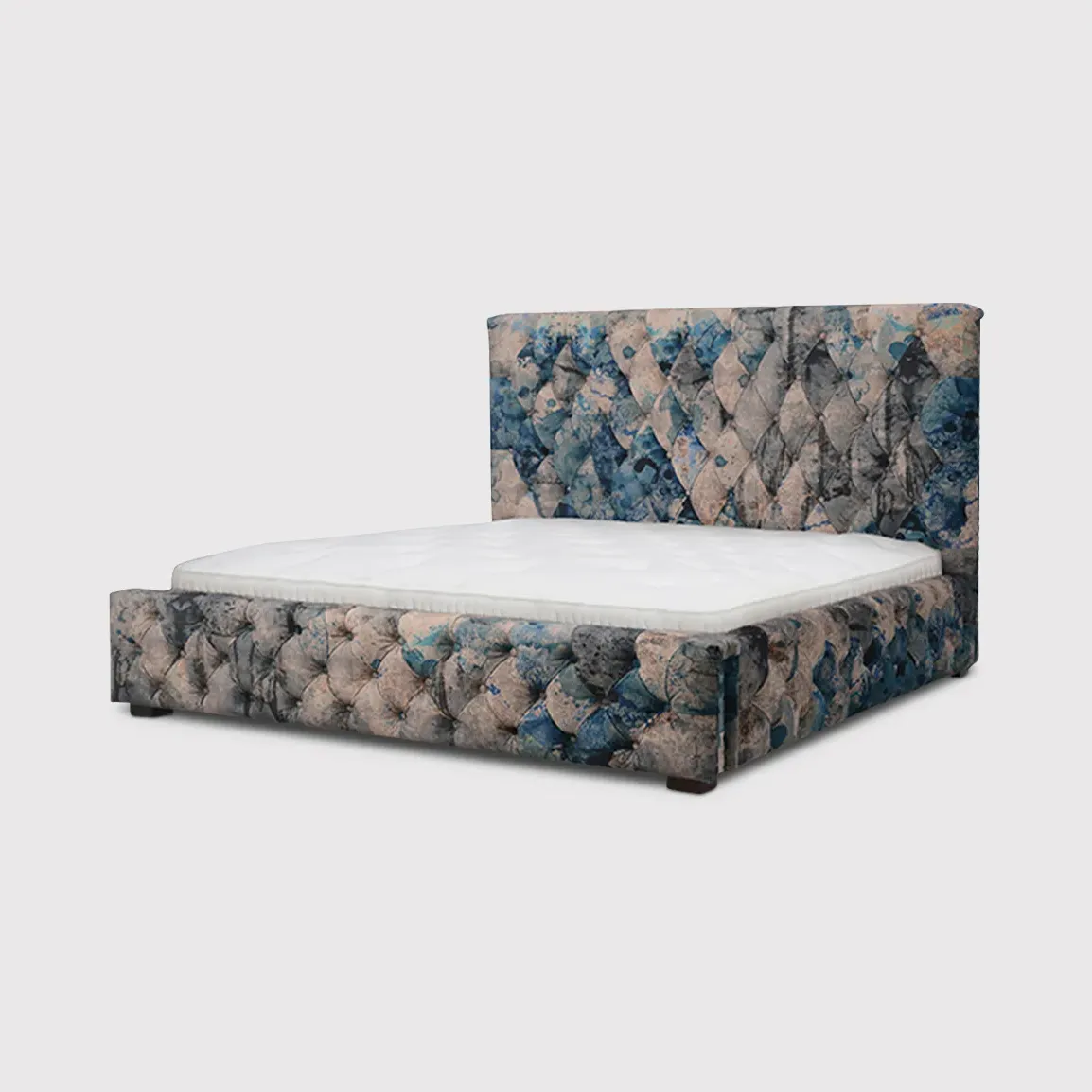 Timothy Oulton Cambridge Super King Bed Frame - Blue, Velvet