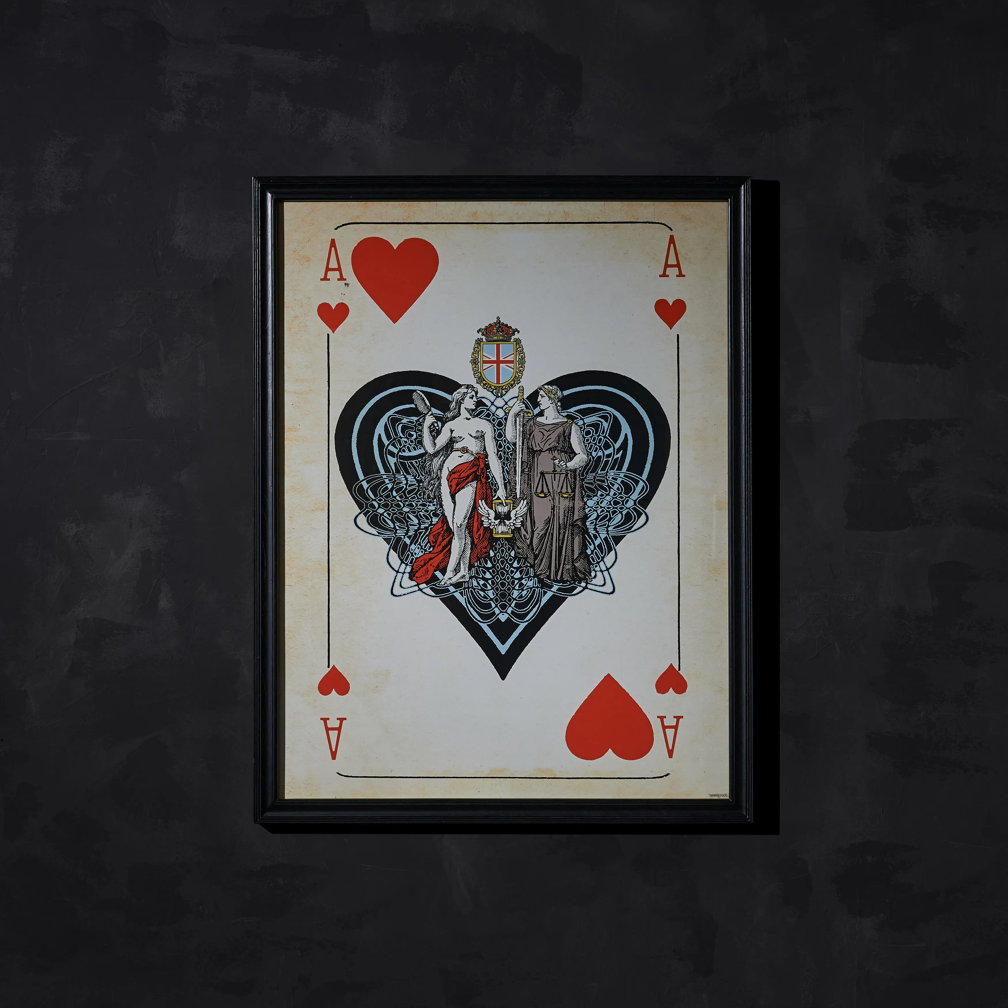 Timothy Oulton Cards Aces Hearts Square Art Print - Black