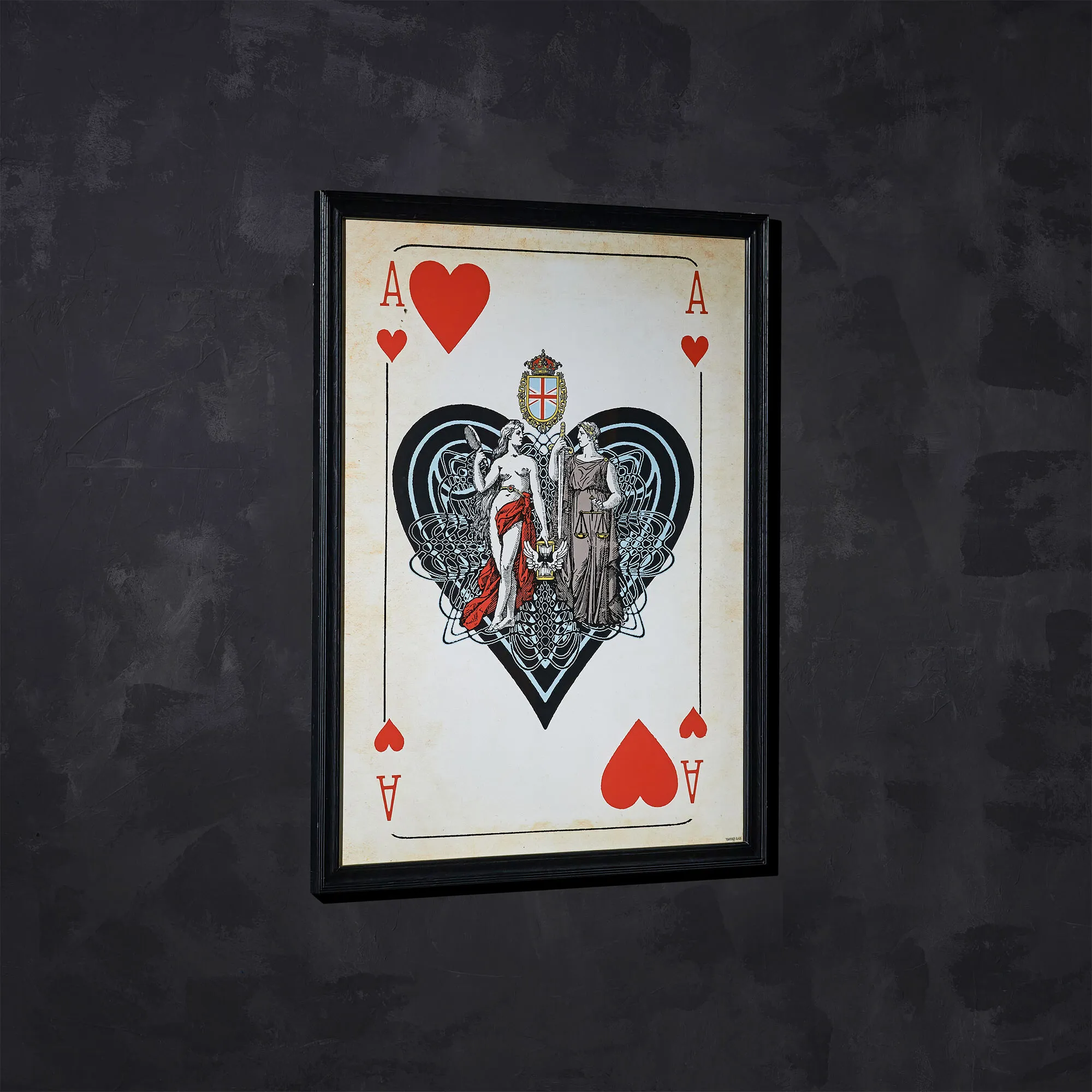 Timothy Oulton Cards Aces Hearts Square Art Print - Black