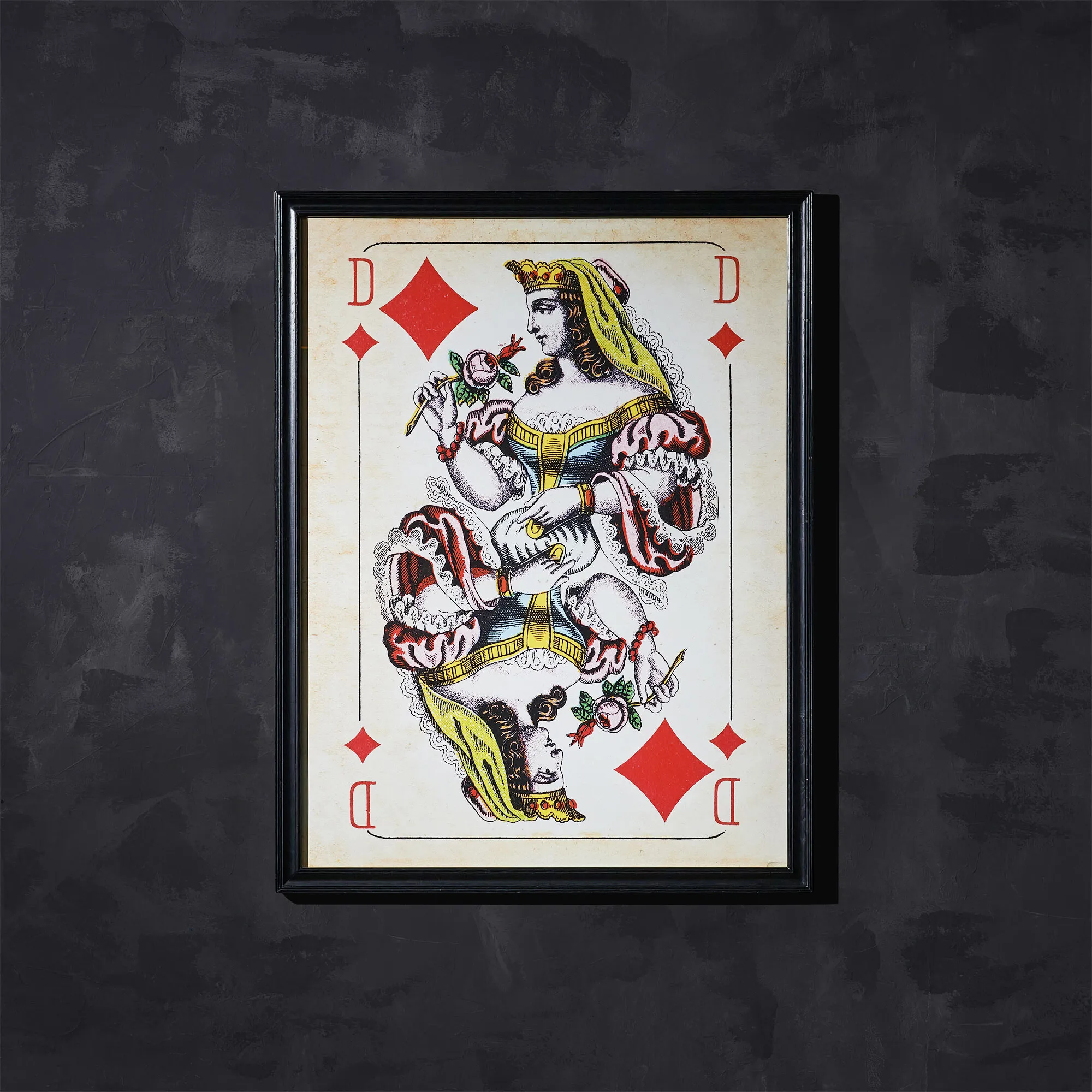 Timothy Oulton Cards Dame Diamonds Wall Art - Red, Wood