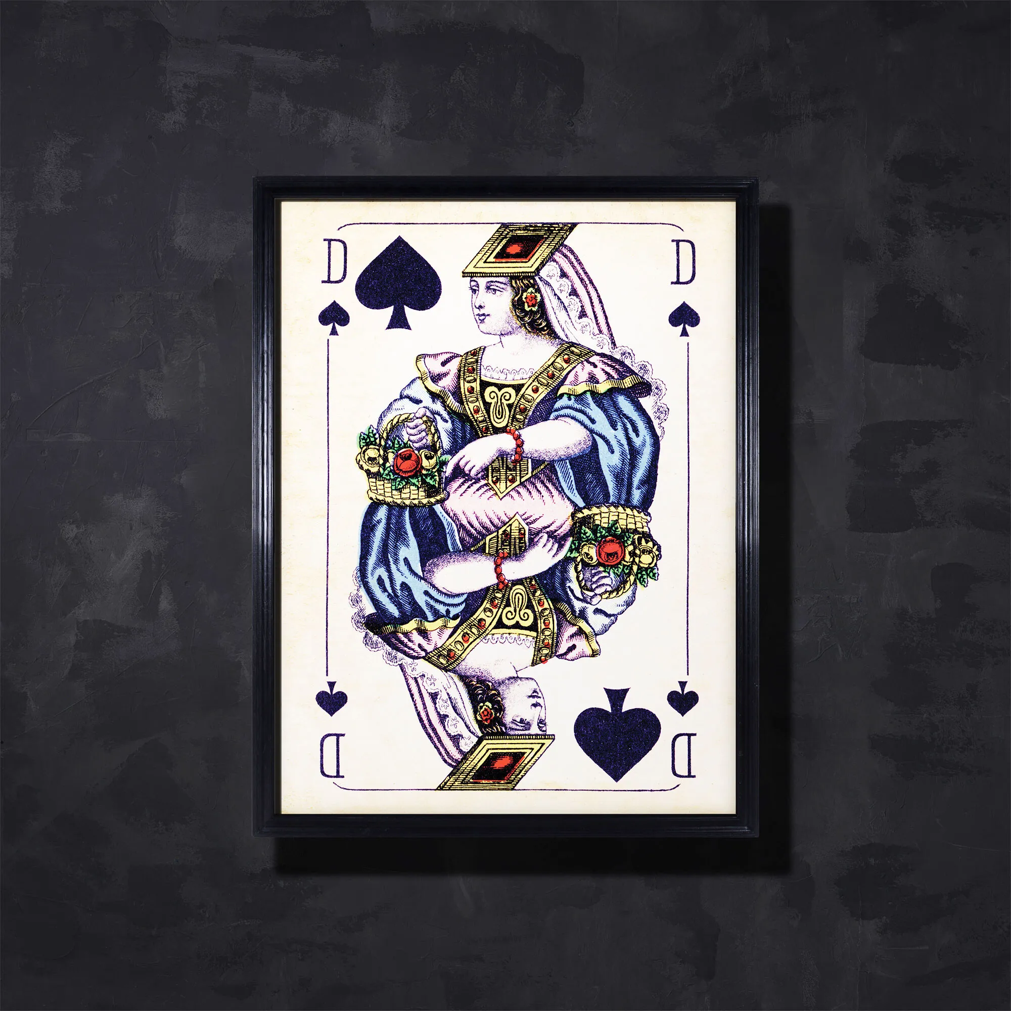 Timothy Oulton Cards Dame Spades Wall Art - Black, Wood