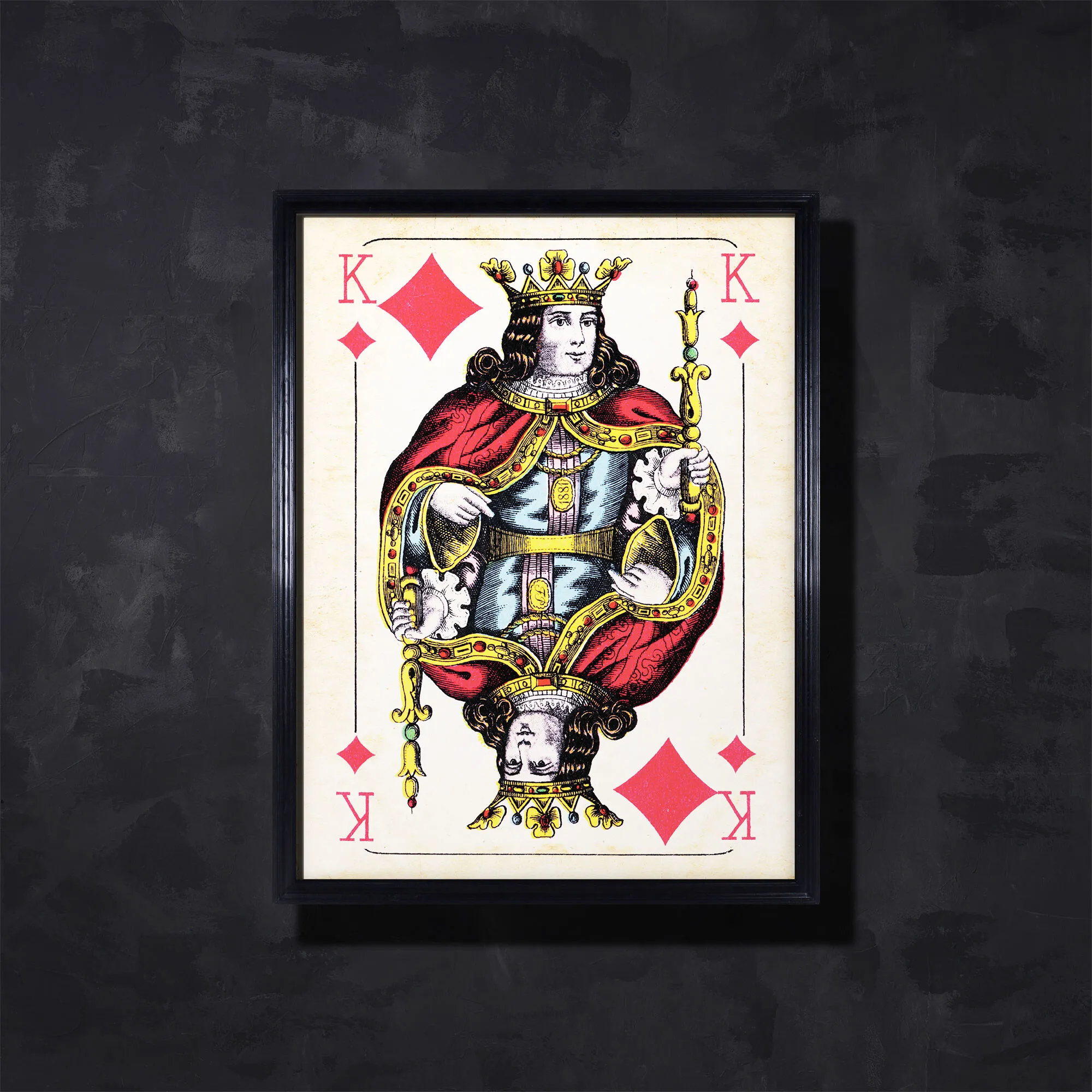 Timothy Oulton Cards Konig Diamonds Wall Art - Red, Wood