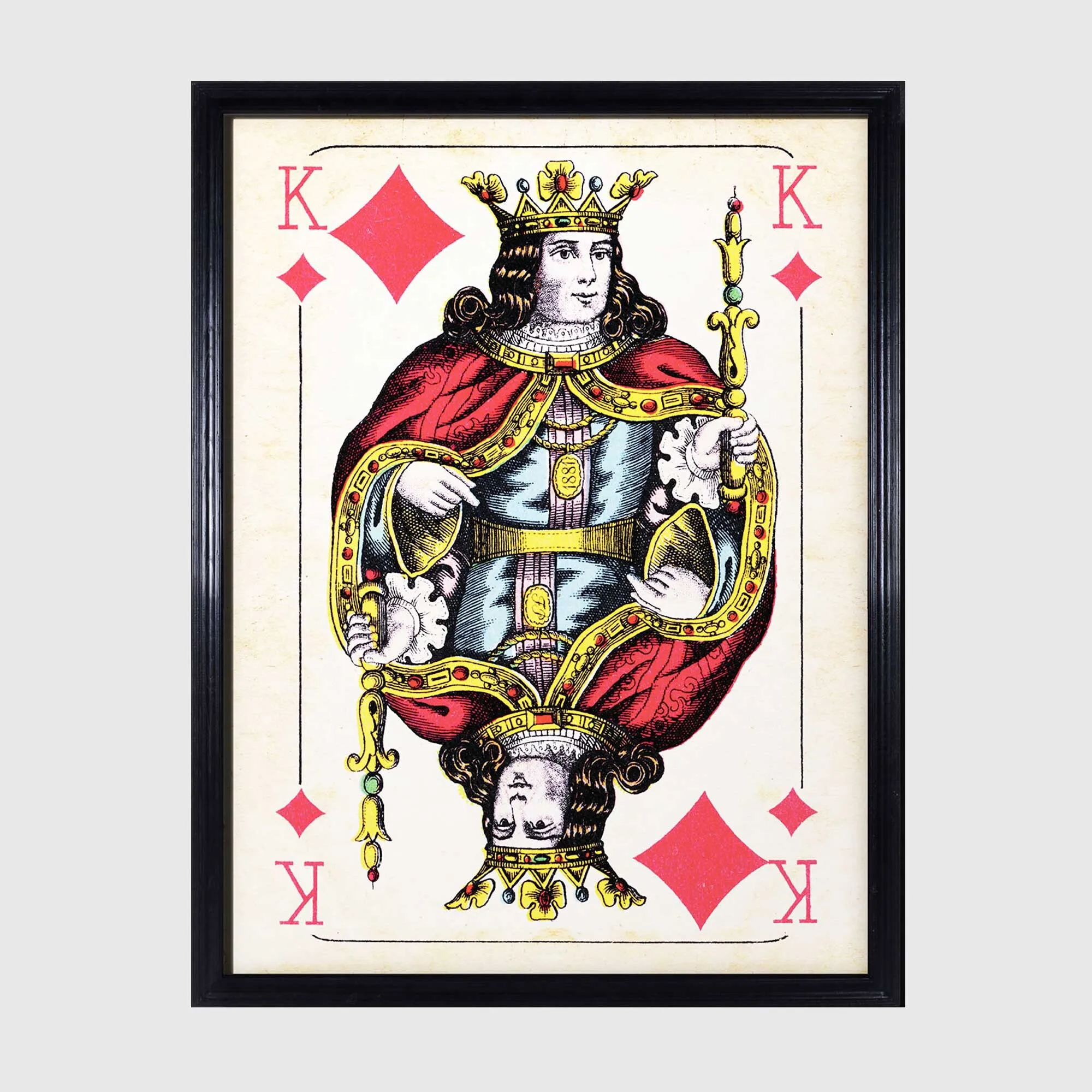 Timothy Oulton Cards Konig Diamonds Wall Art - Red, Wood