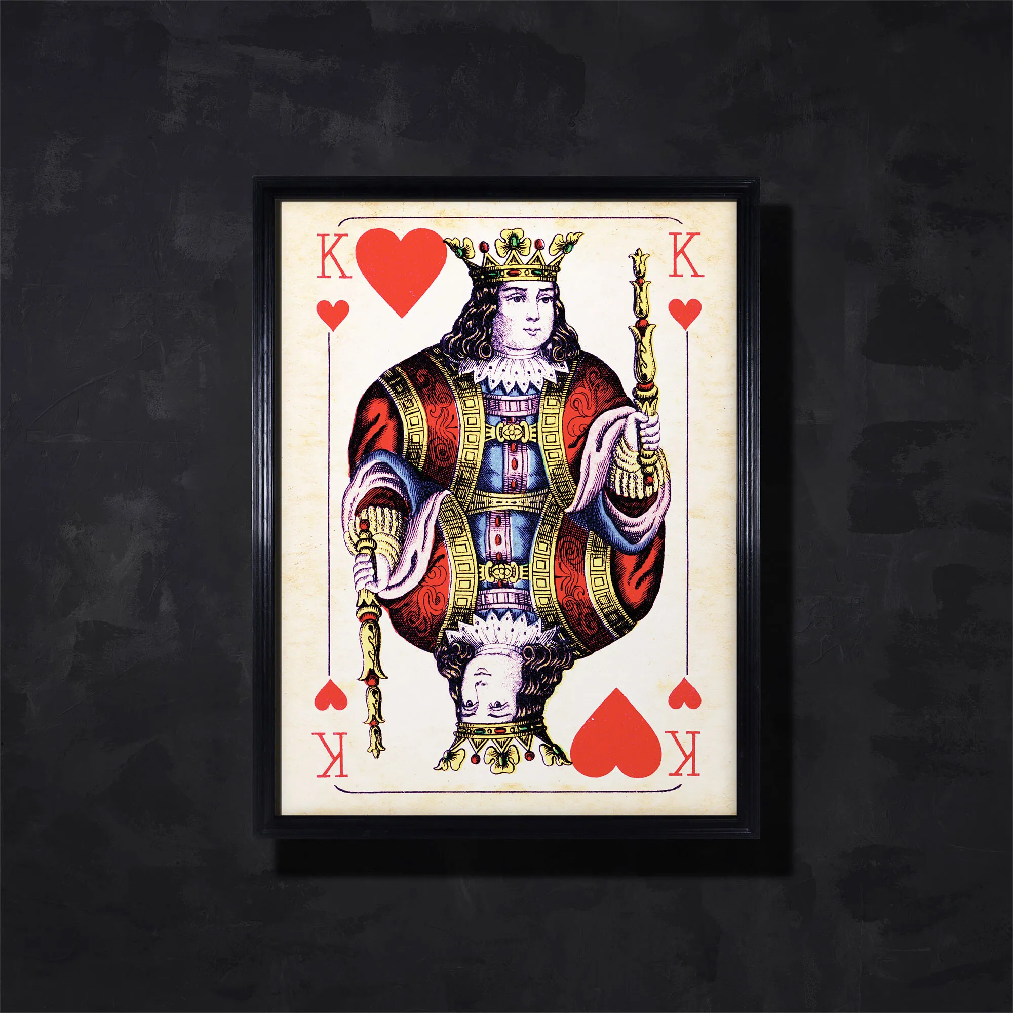 Timothy Oulton Cards Konig Hearts Wall Art - Red, Wood