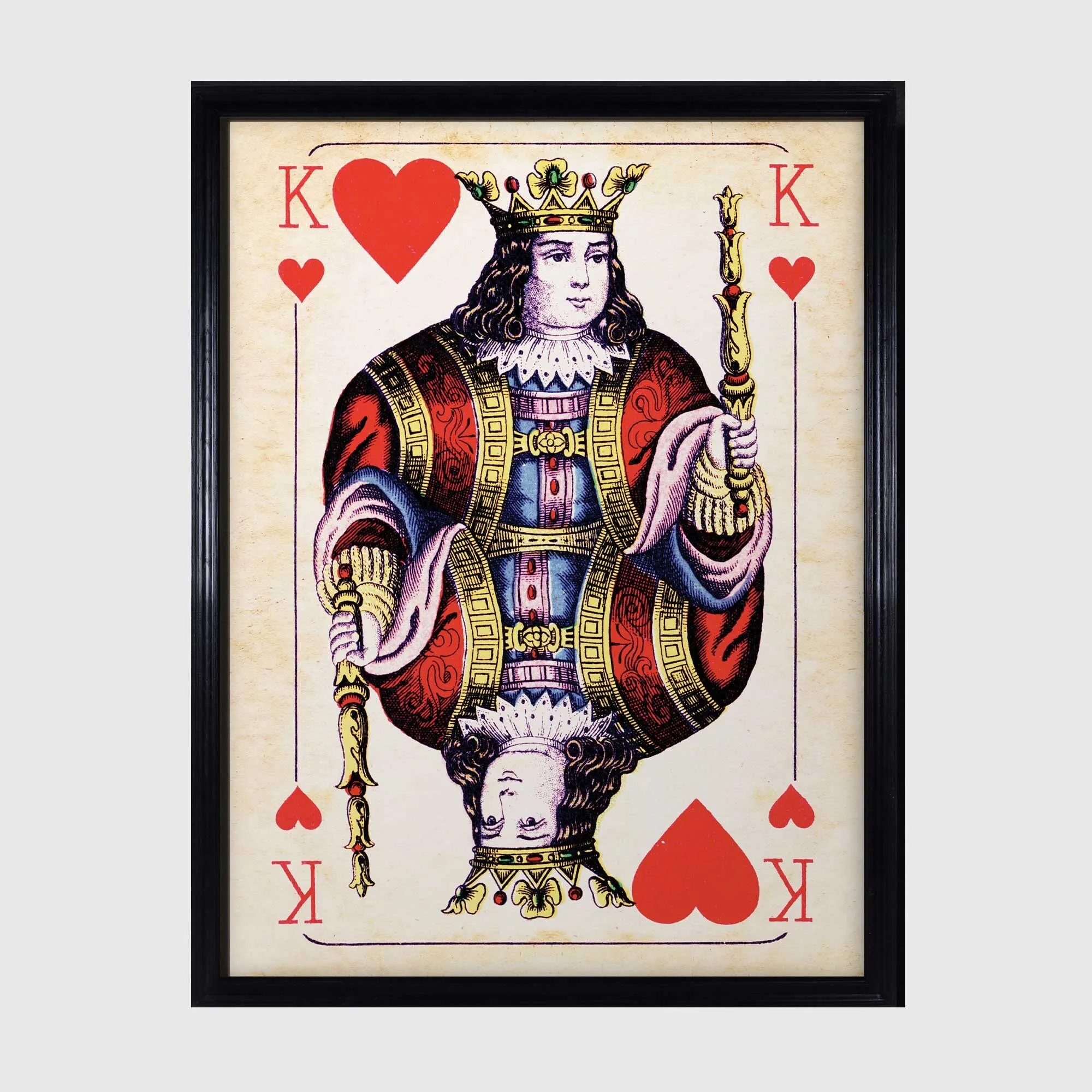 Timothy Oulton Cards Konig Hearts Wall Art - Red, Wood