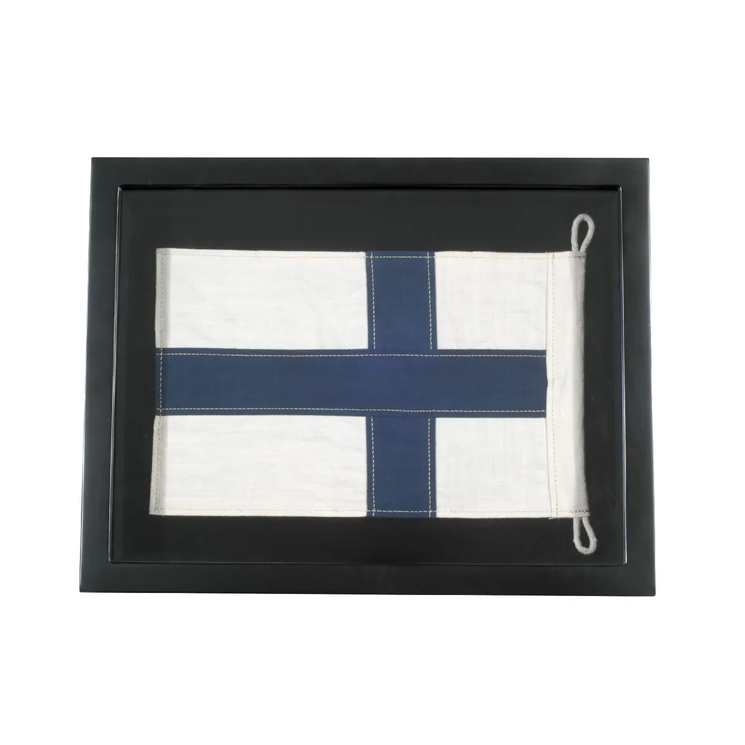 Timothy Oulton Flag Square Shadow Box Print - Blue, Wood