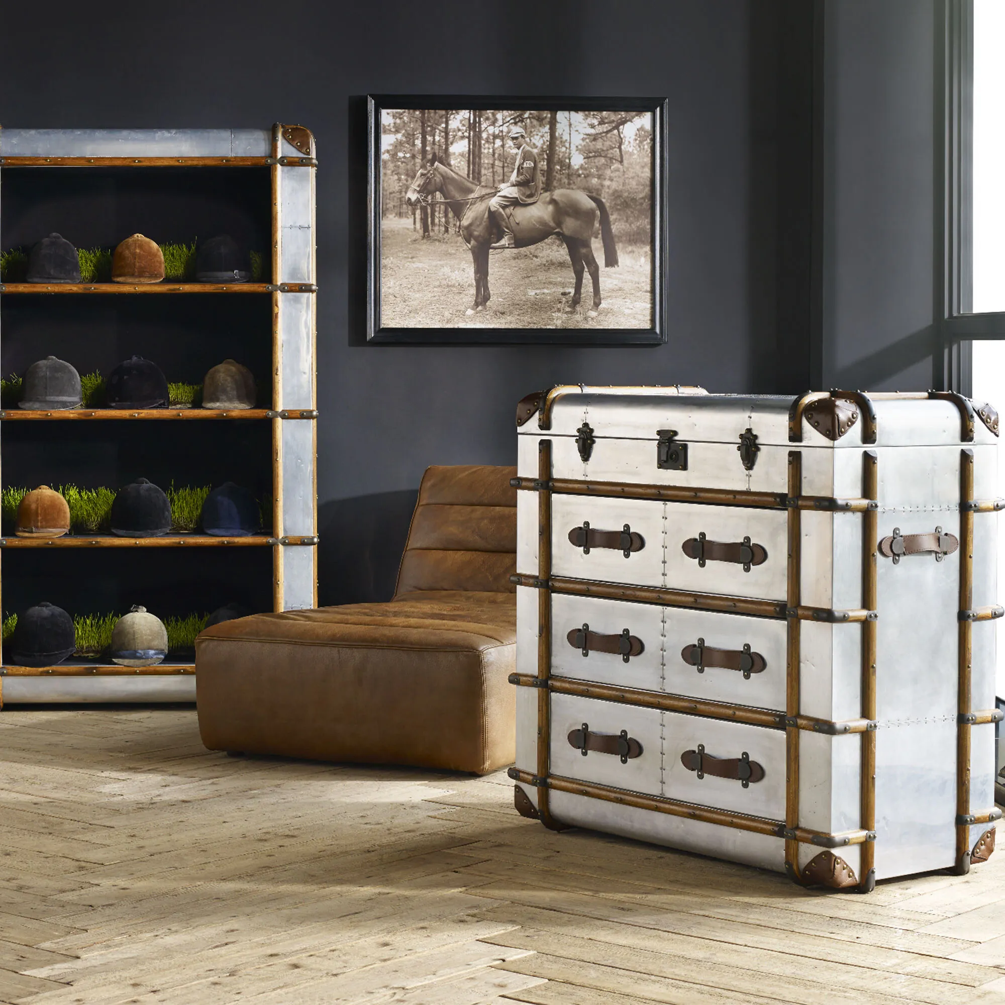 Timothy Oulton Globetrekker Medium Chest of Drawers - Silver