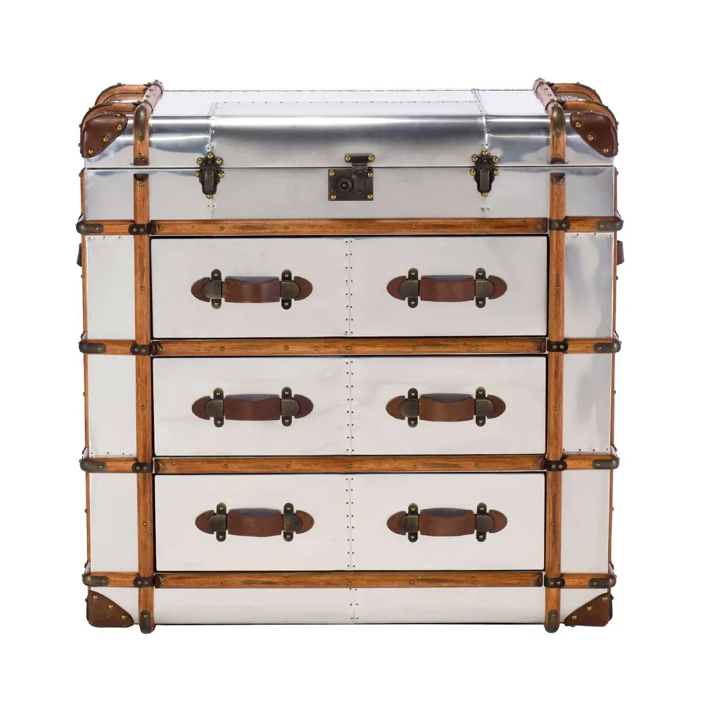 Timothy Oulton Globetrekker Medium Chest of Drawers - Silver