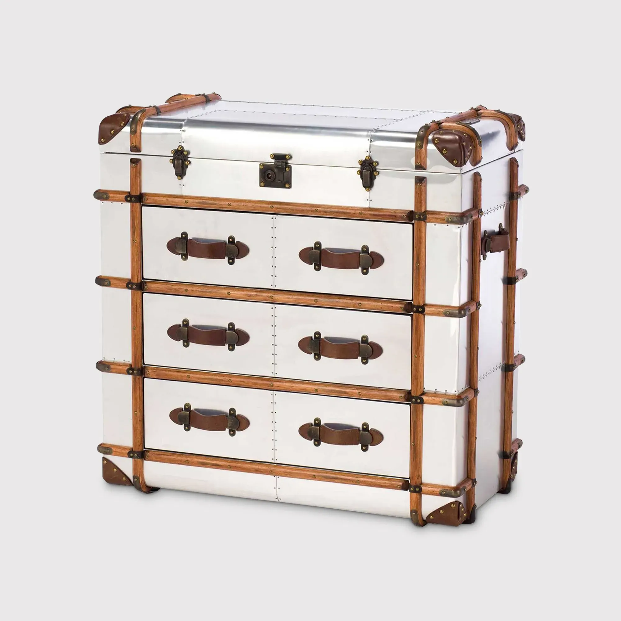 Timothy Oulton Globetrekker Medium Chest of Drawers - Silver image