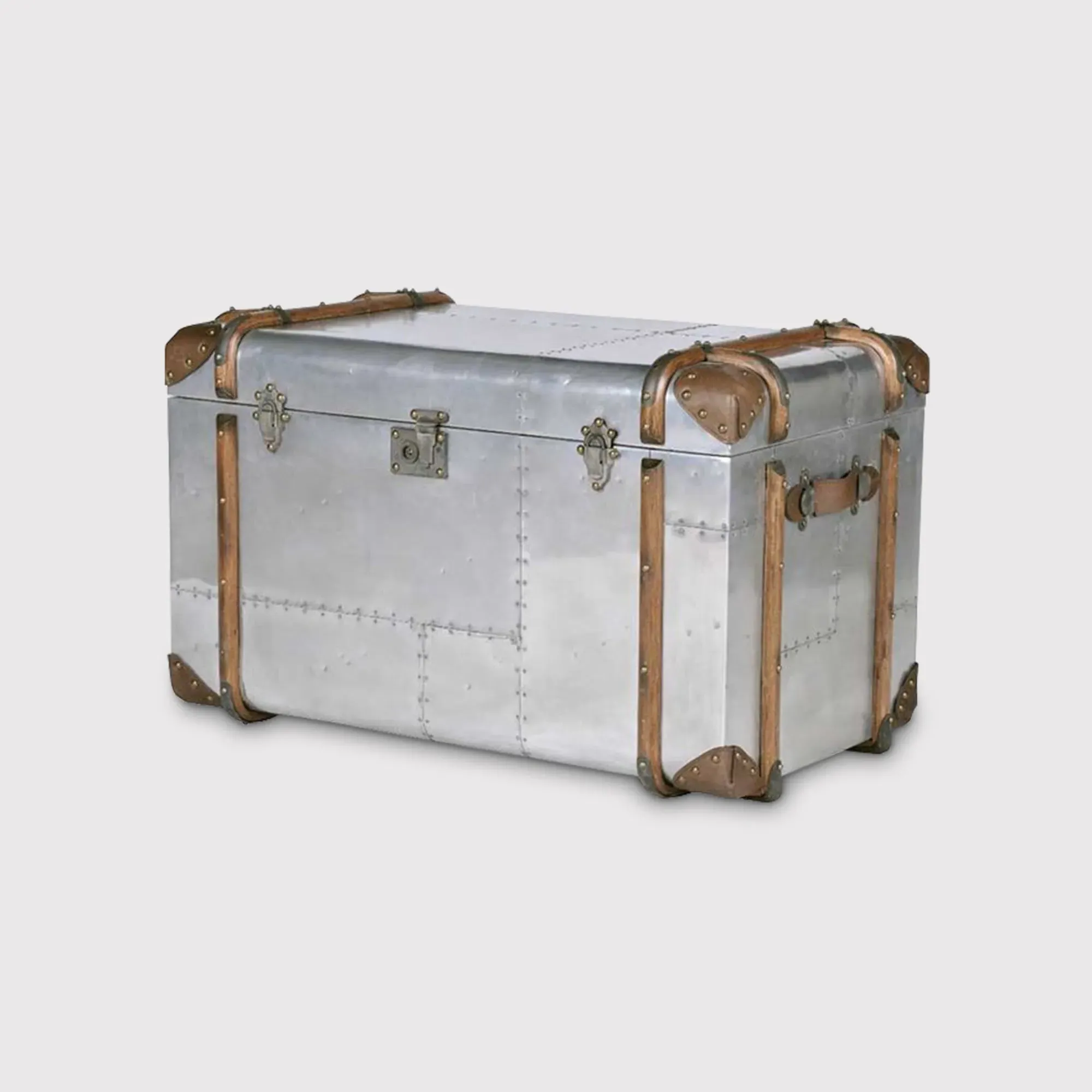 Timothy Oulton Globetrekker Trunk - Silver, Metal image