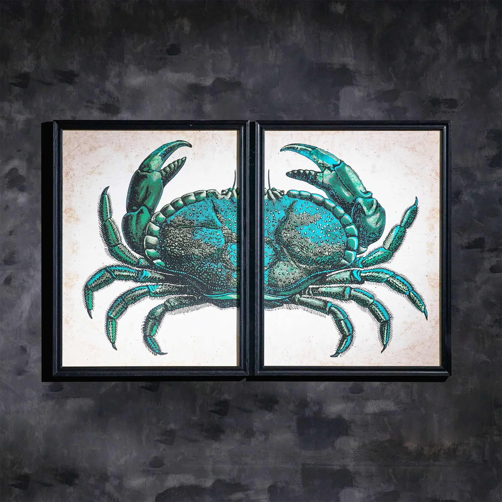 Timothy Oulton Left Crab Square Art Print - Green, Wood