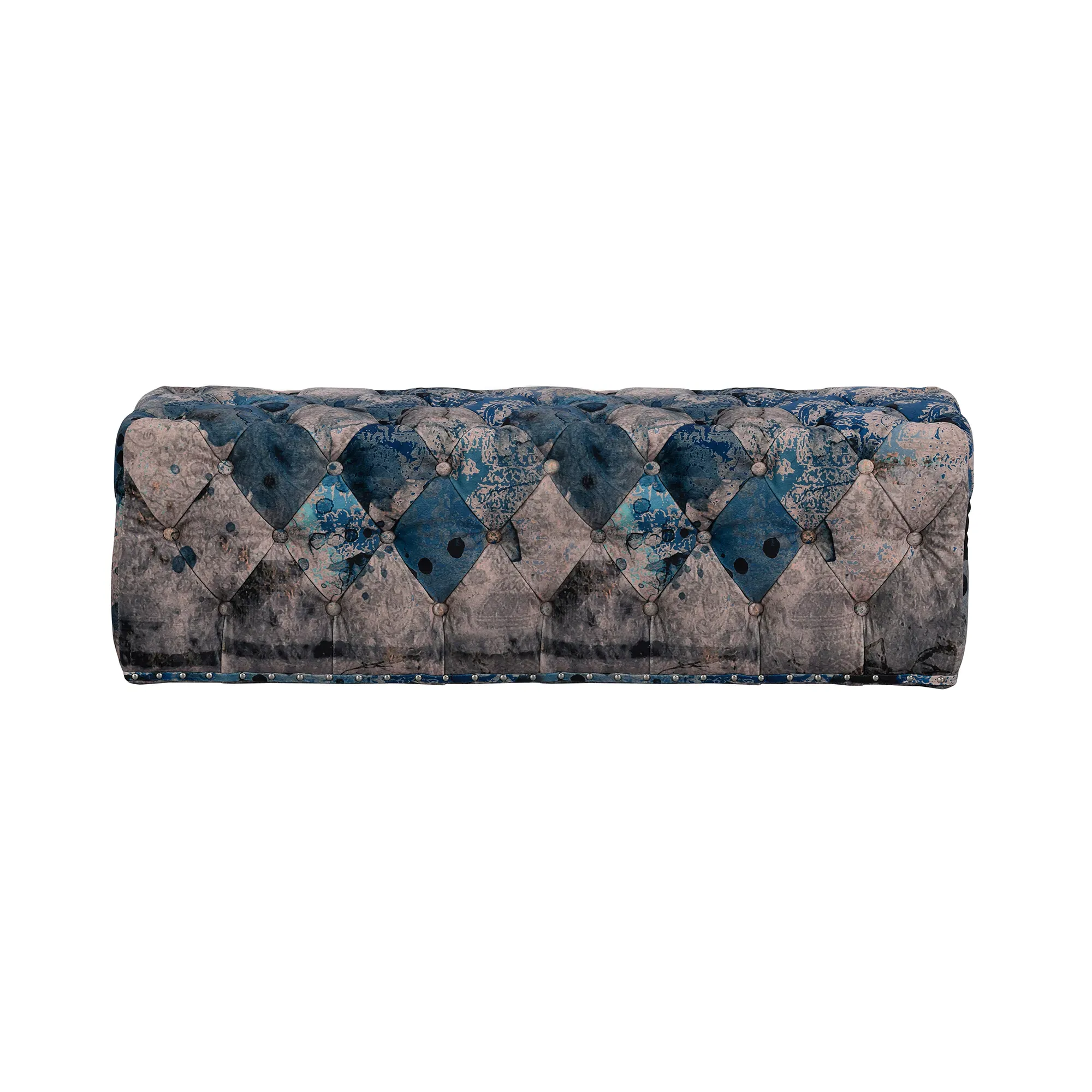 Timothy Oulton Lord Digsby Large Footstool - Blue, Fabric