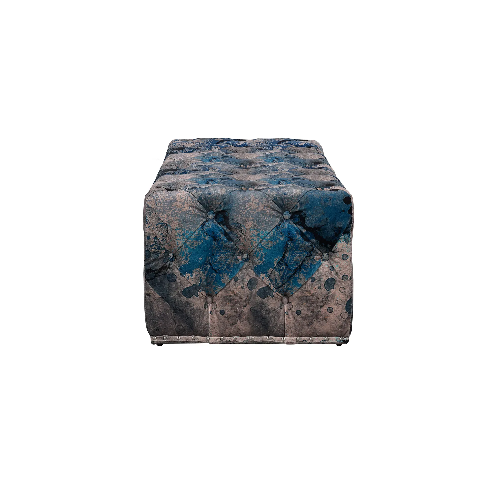 Timothy Oulton Lord Digsby Large Footstool - Blue, Fabric