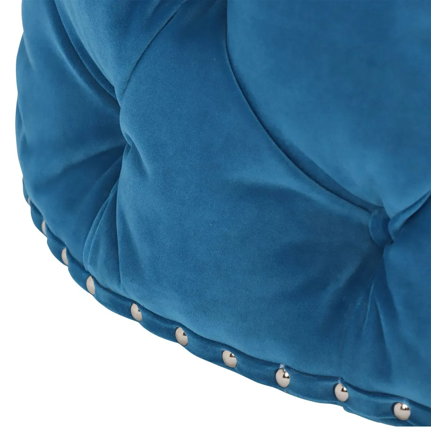 Timothy Oulton Lord Digsby Round Medium Footstool - Blue, Fabric