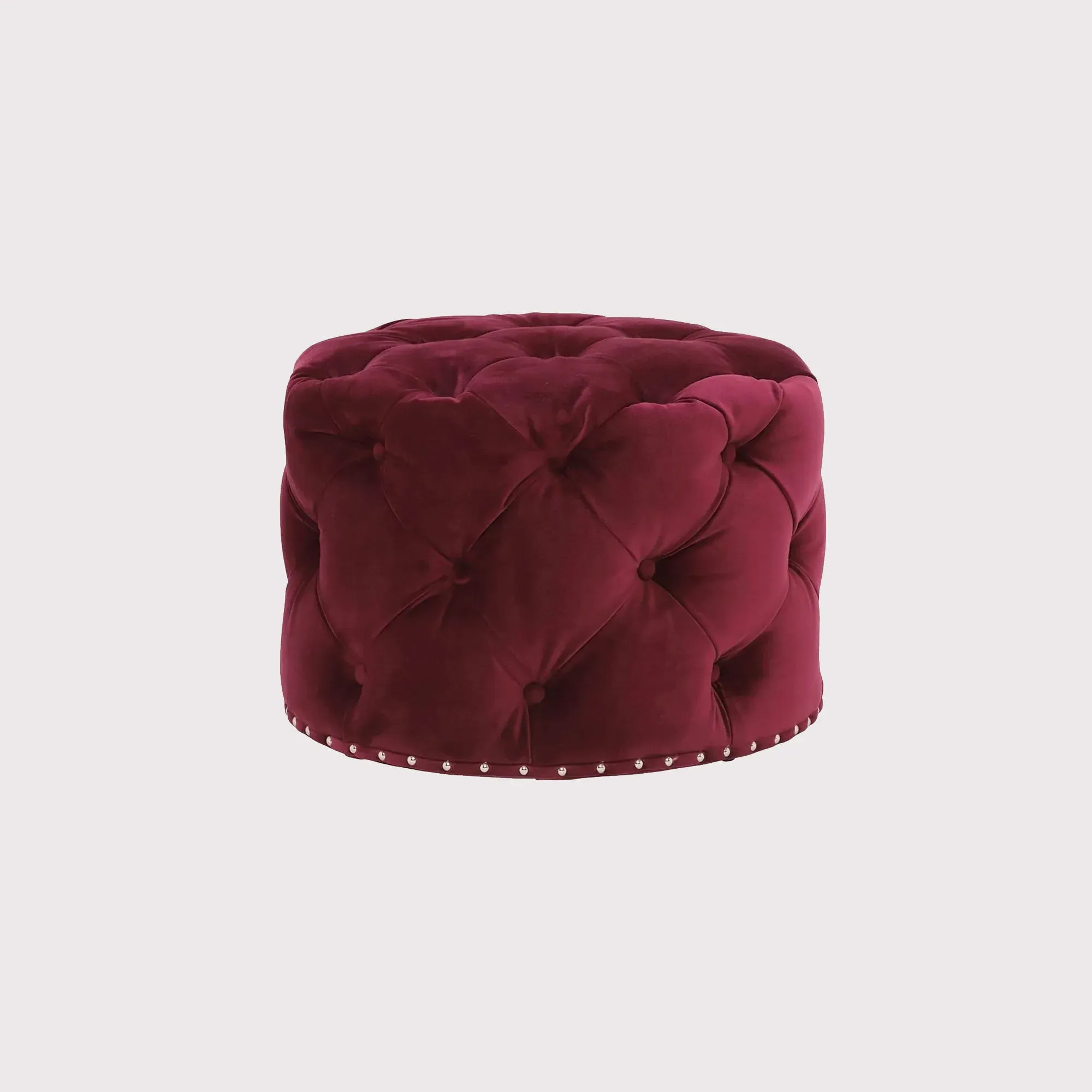 Timothy Oulton Lord Digsby Round Small Footstool - Red, Fabric image
