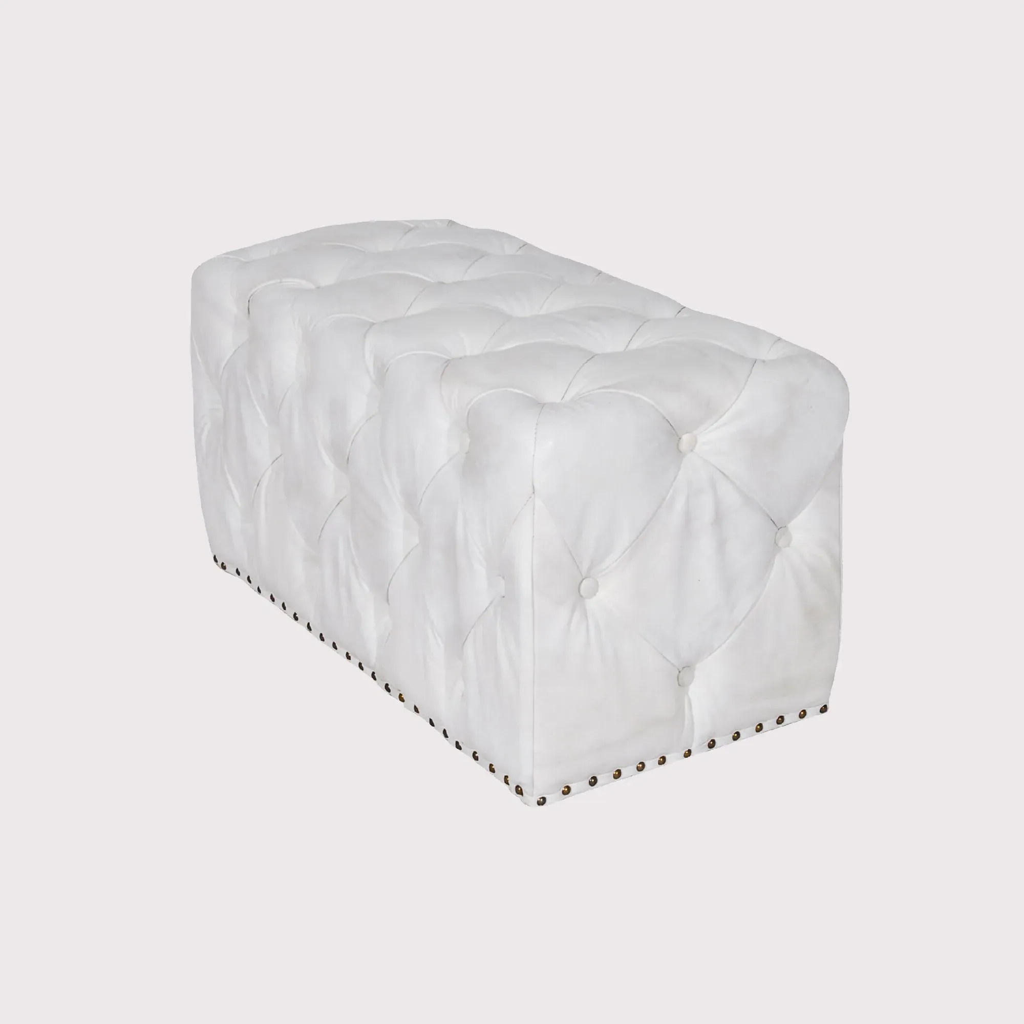 Timothy Oulton Lord Digsby Small Footstool - White, Leather