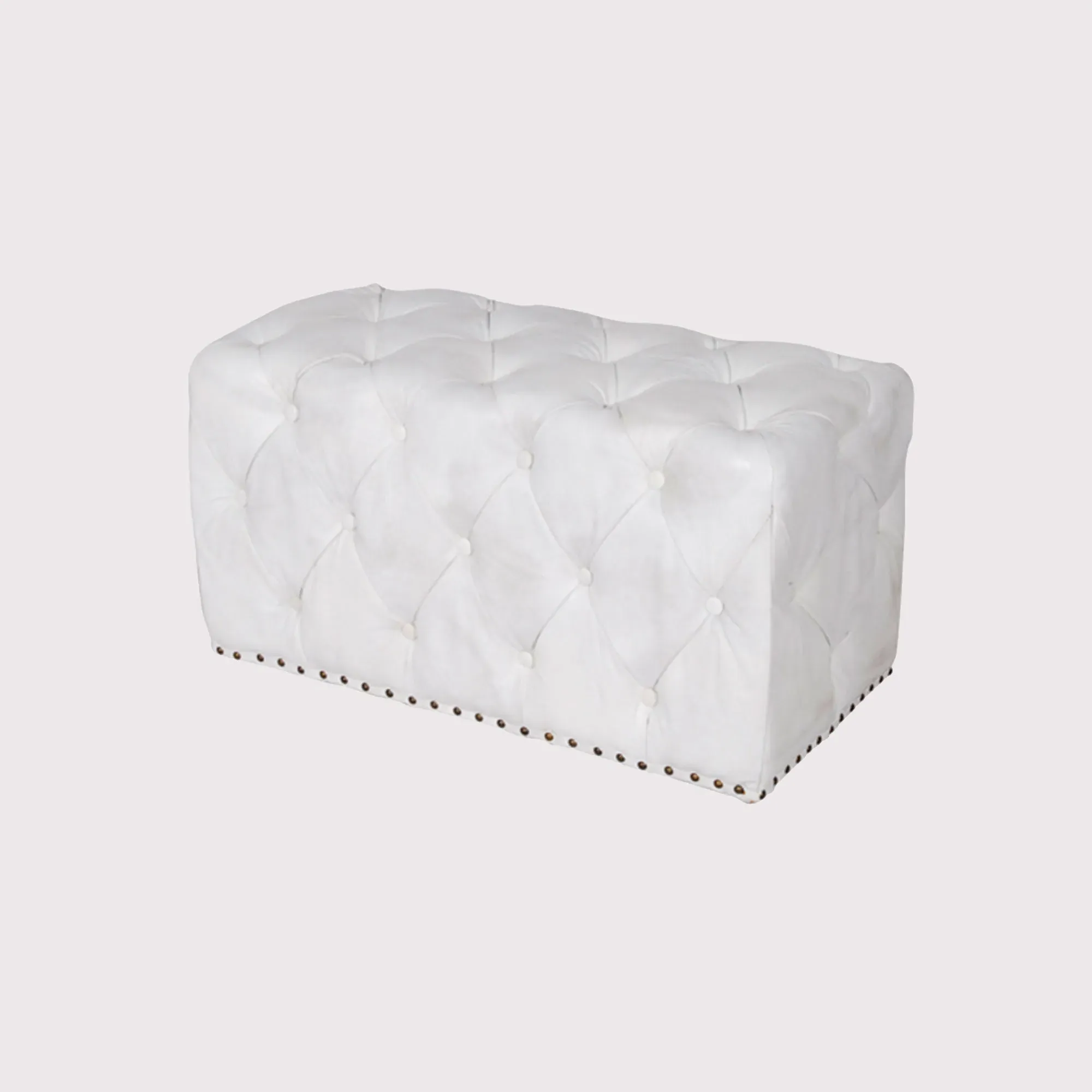 Timothy Oulton Lord Digsby Small Footstool - White, Leather image