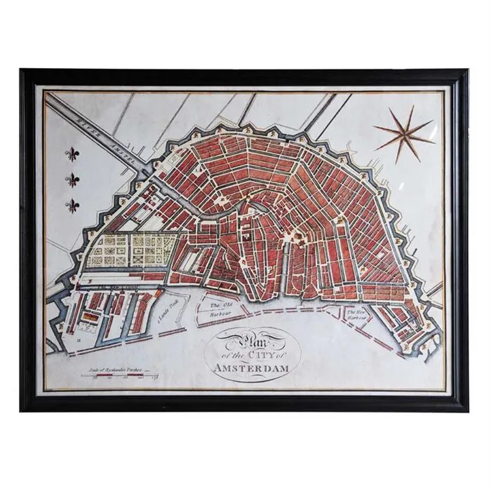 Timothy Oulton Maps Amsterdam Wall Art - Black, Wood