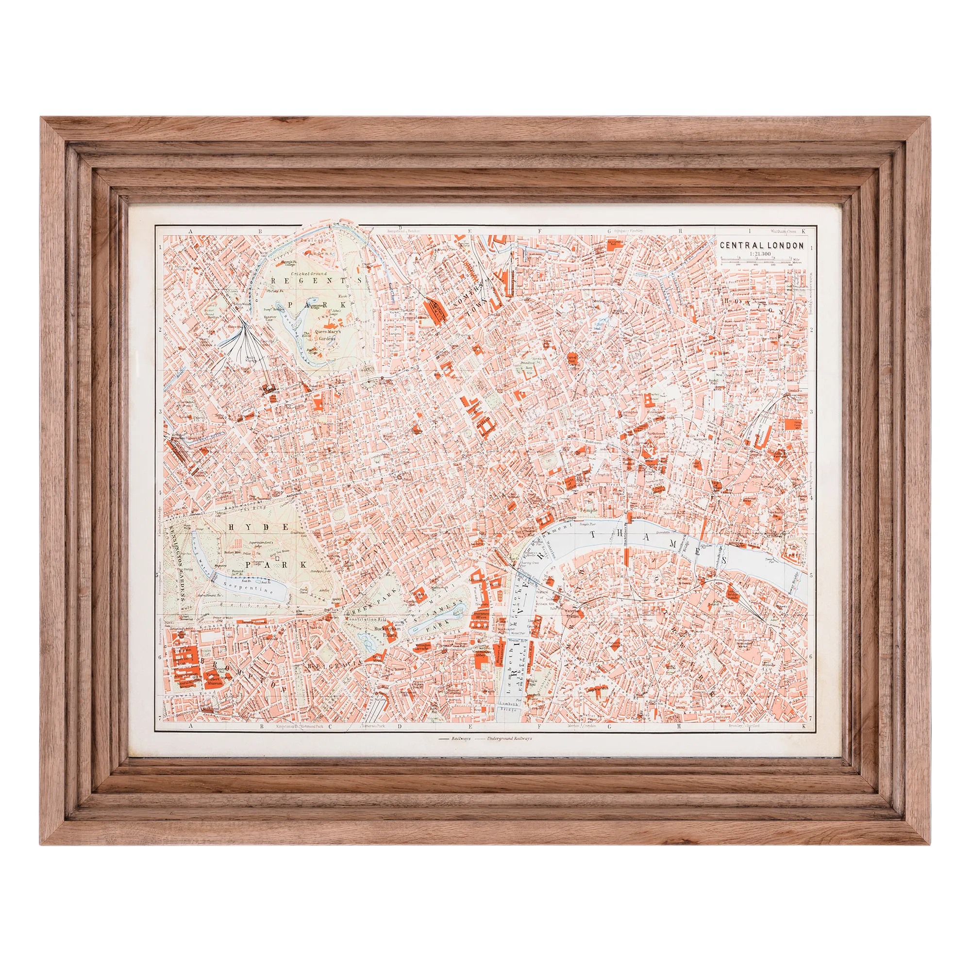 Timothy Oulton Maps London Square Art Print - Red, Wood