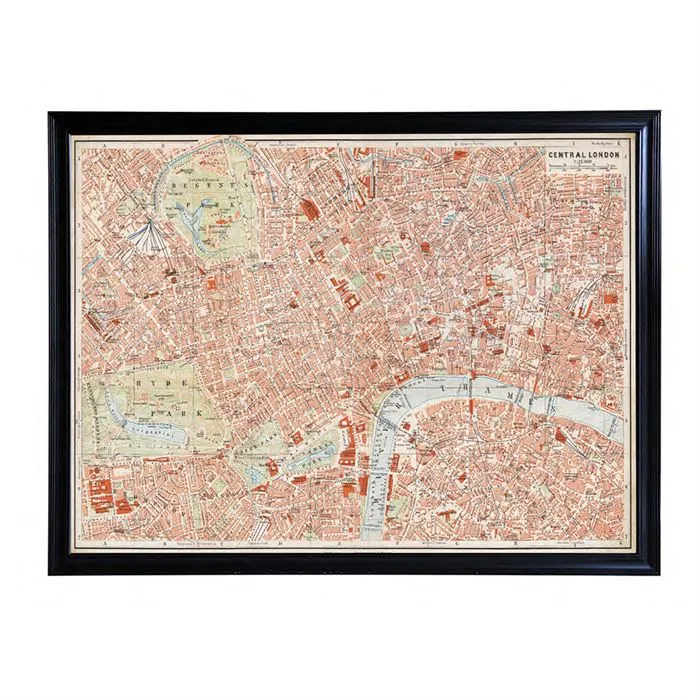 Timothy Oulton Maps London Wall Art - Black, Wood image