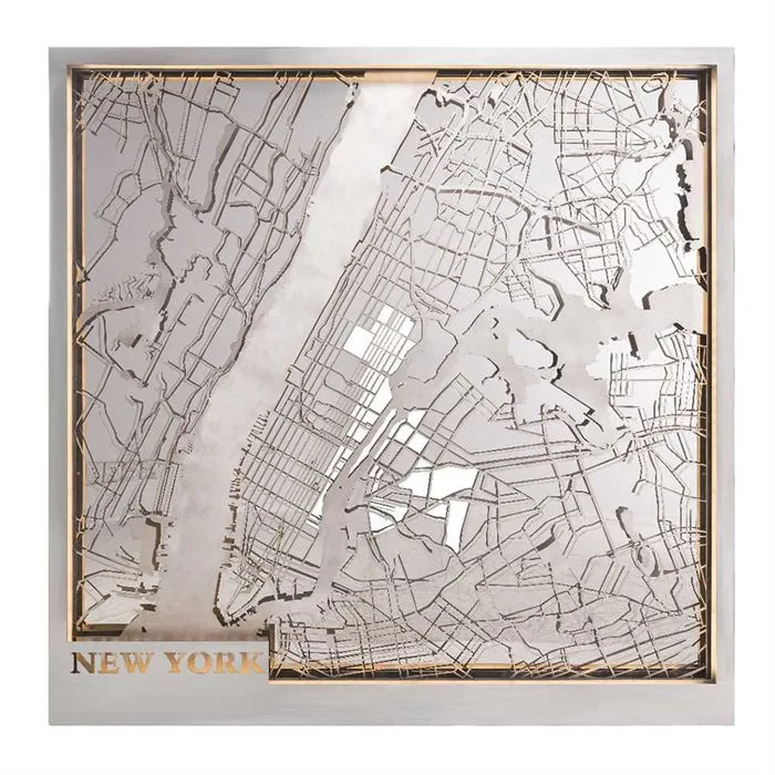 Timothy Oulton Maps New York Wall Art - Metal