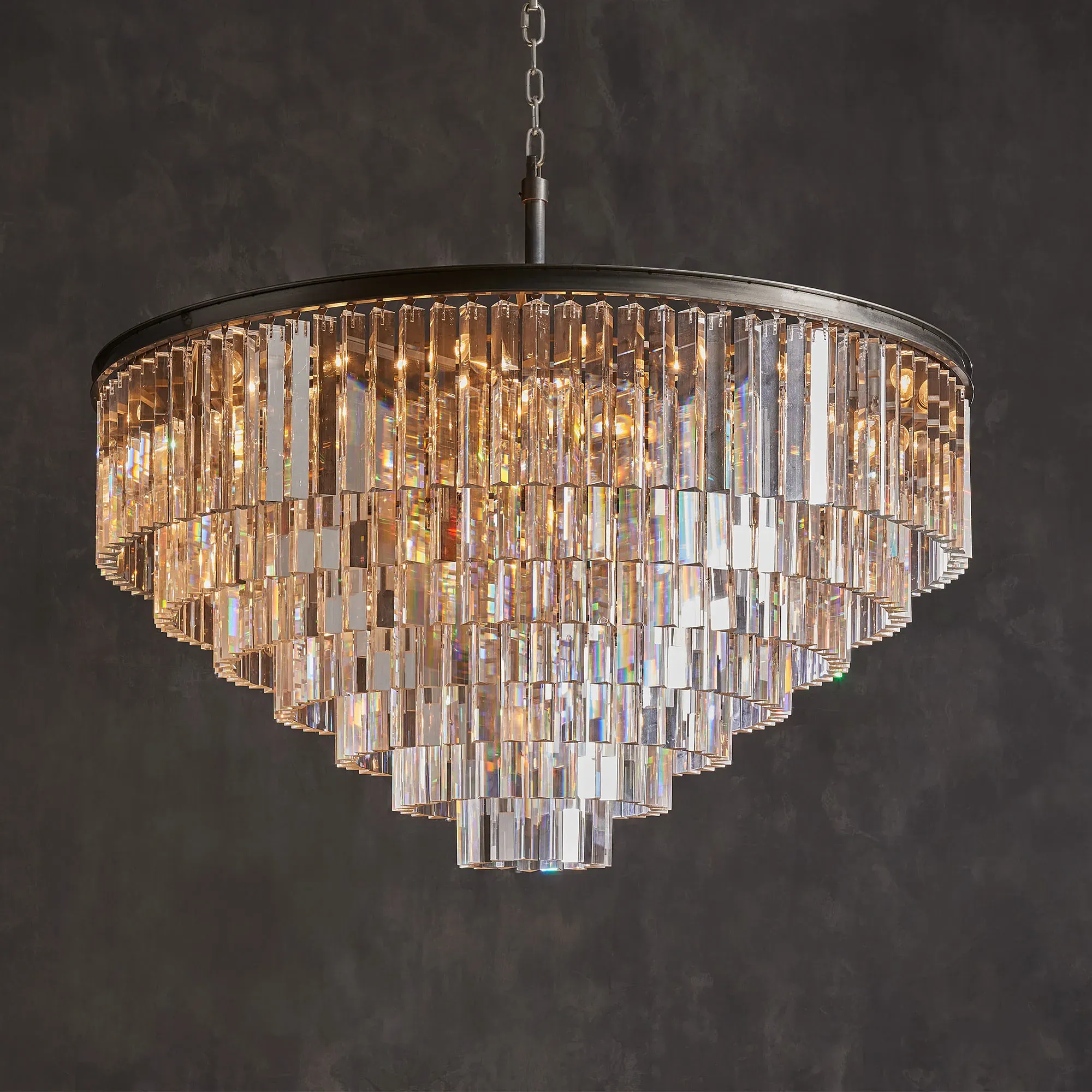 Timothy Oulton Odeon Large 7 Ring Pendant Light - Grey, Metal