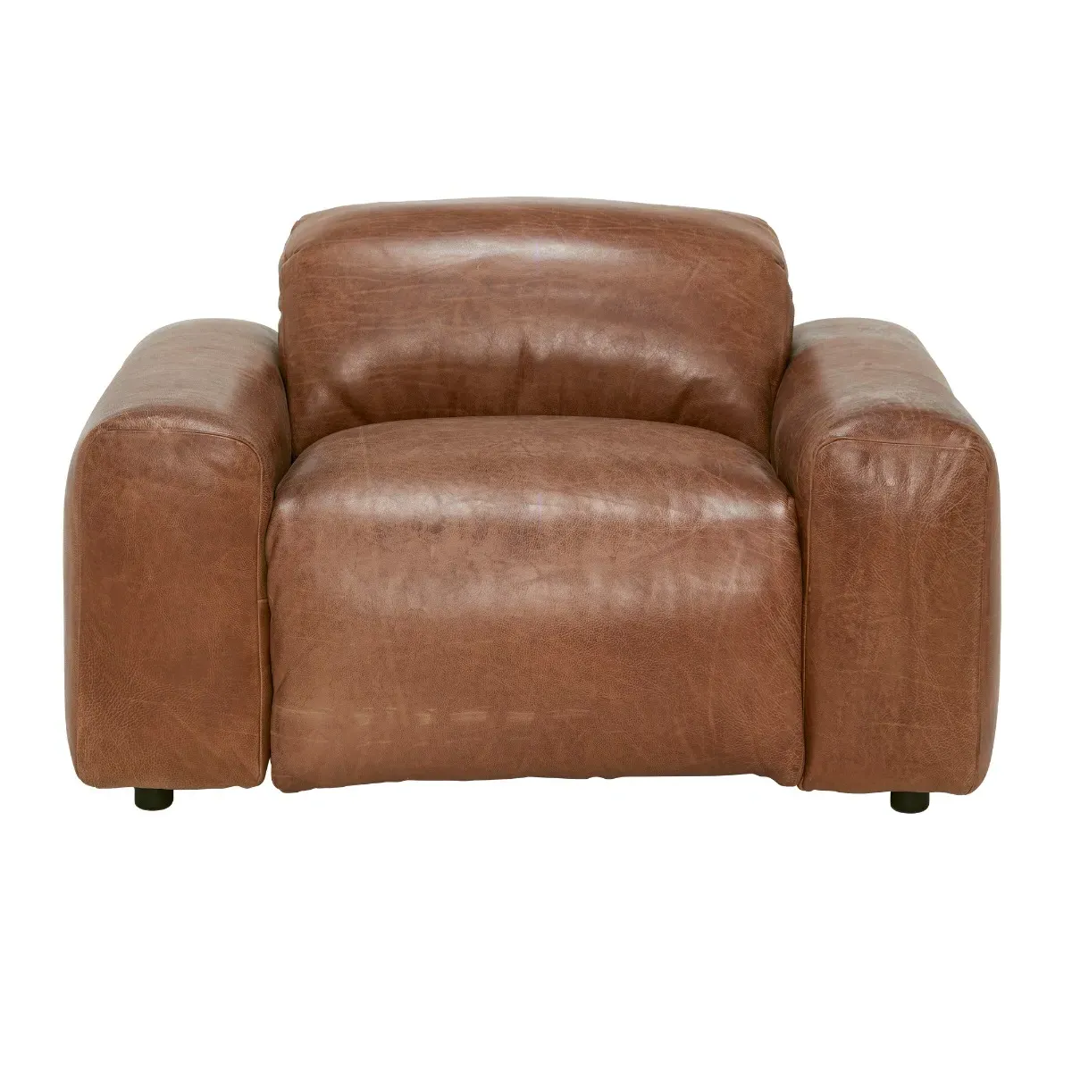 Timothy Oulton Pudgie 1-Seater Sofa - Brown Leather