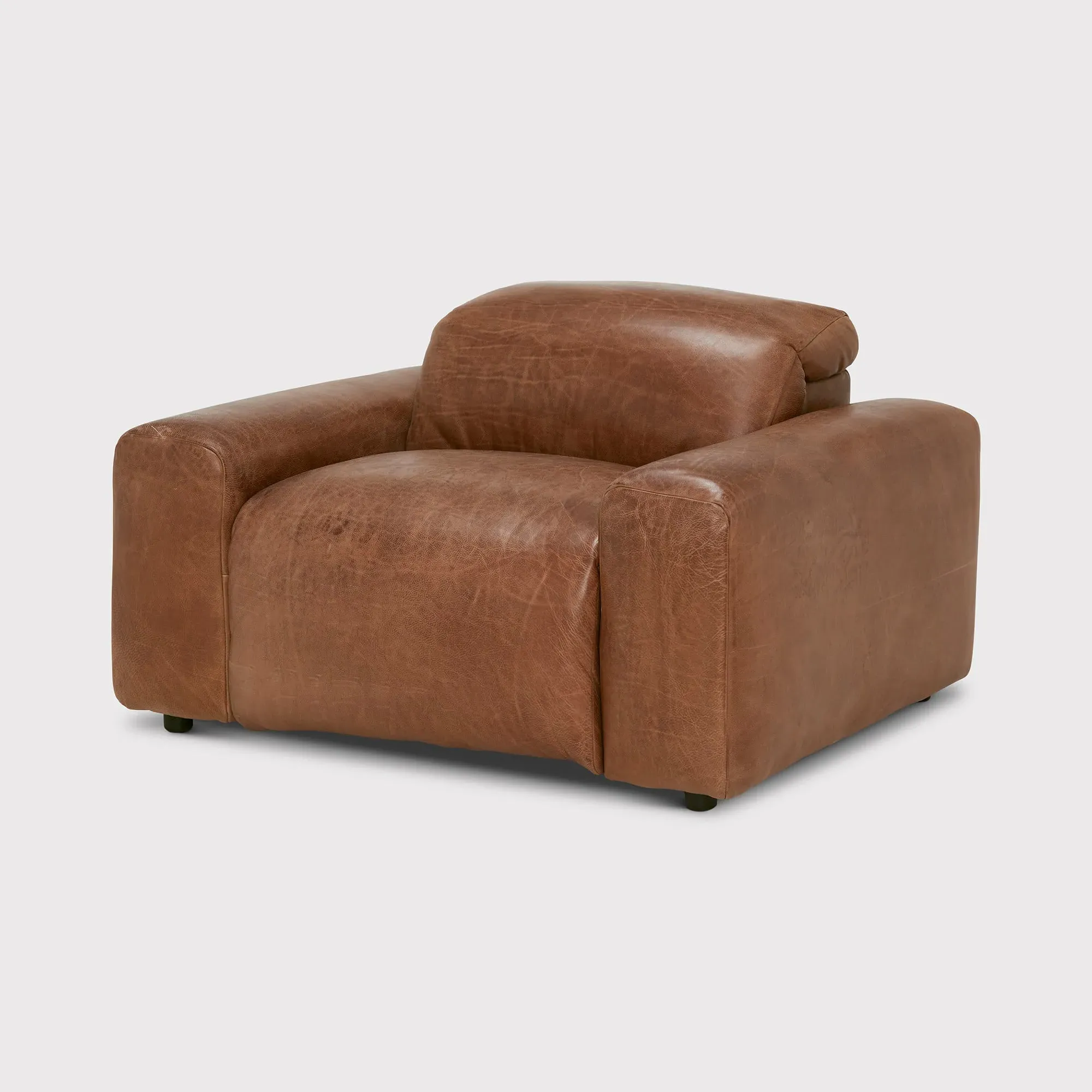 Timothy Oulton Pudgie 1-Seater Sofa - Brown Leather image