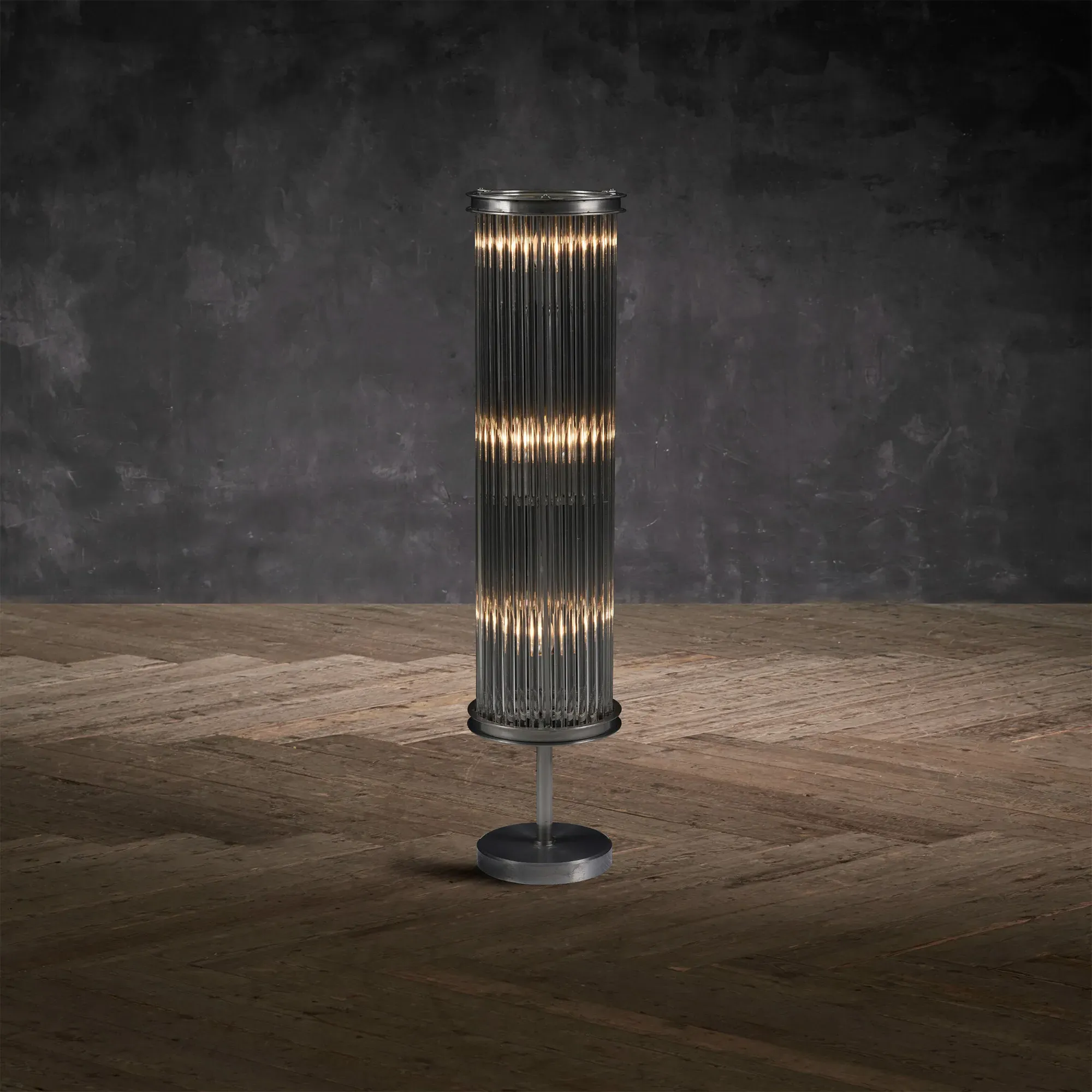 Timothy Oulton Rod Tiny Round Floor Lamp - Grey, Glass image