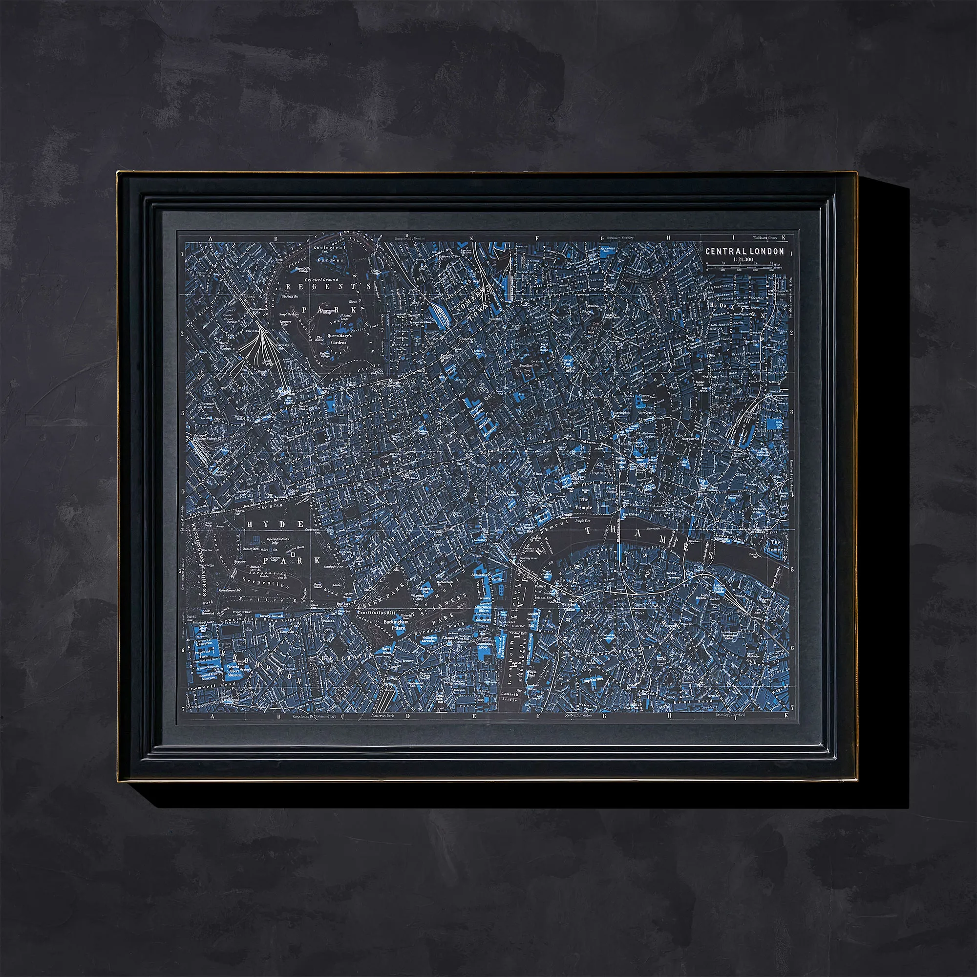 Timothy Oulton Savoy Maps London Art Print - Blue, Wood
