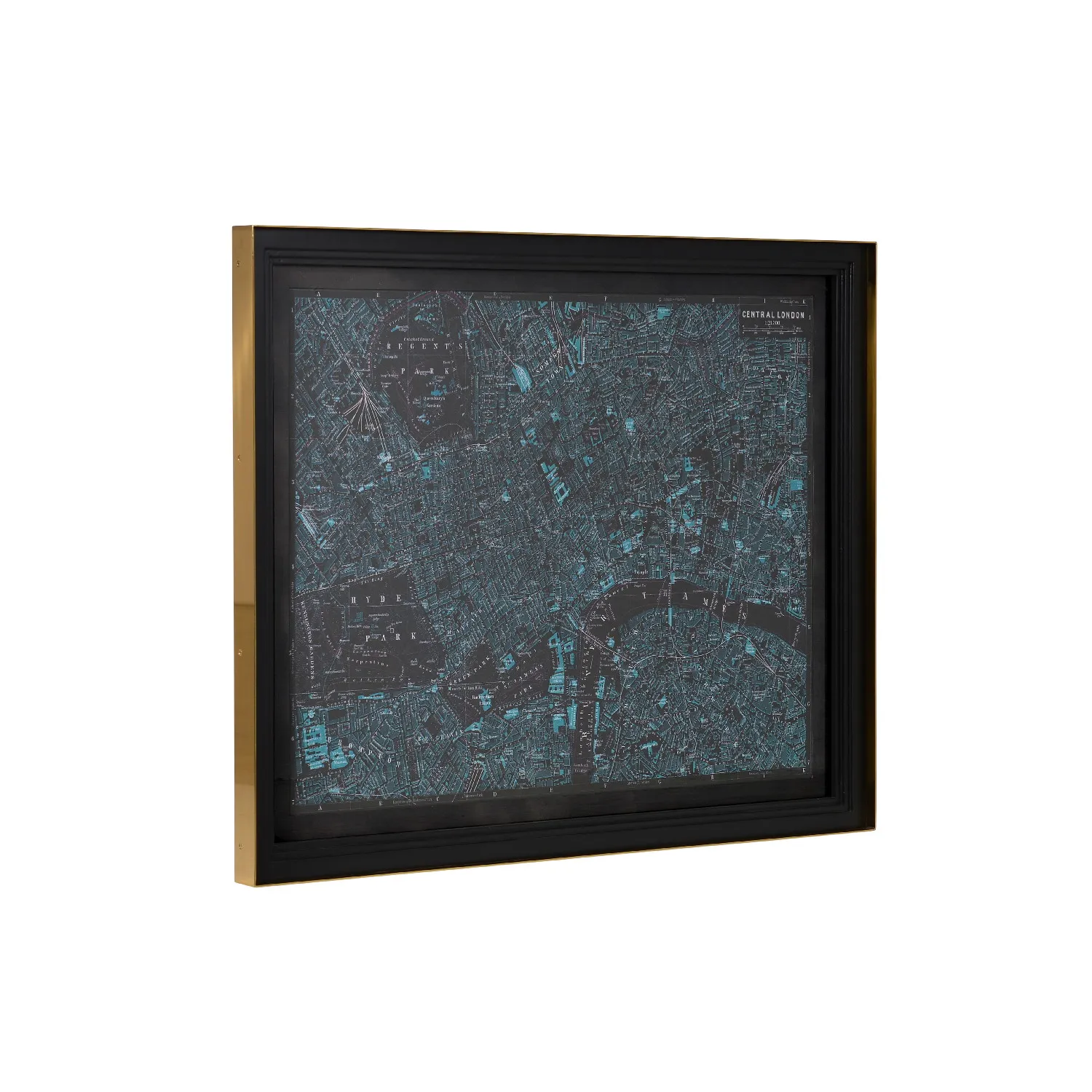 Timothy Oulton Savoy Maps London Art Print - Blue, Wood