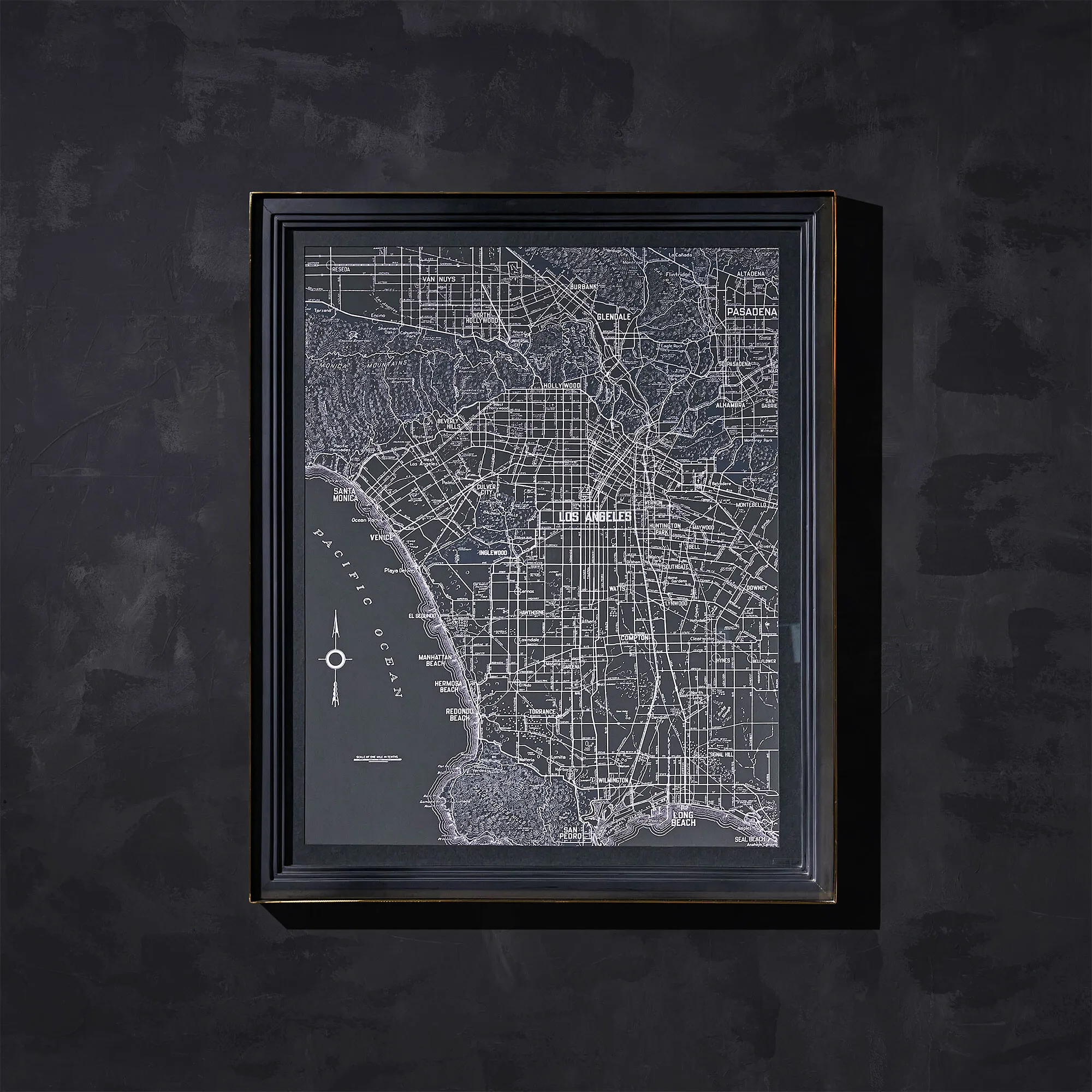 Timothy Oulton Savoy Maps Los Angeles Art Print - Wood