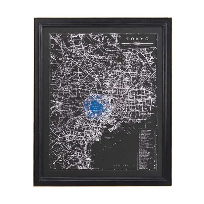 Timothy Oulton Savoy Maps Tokyo Art Print - Wood