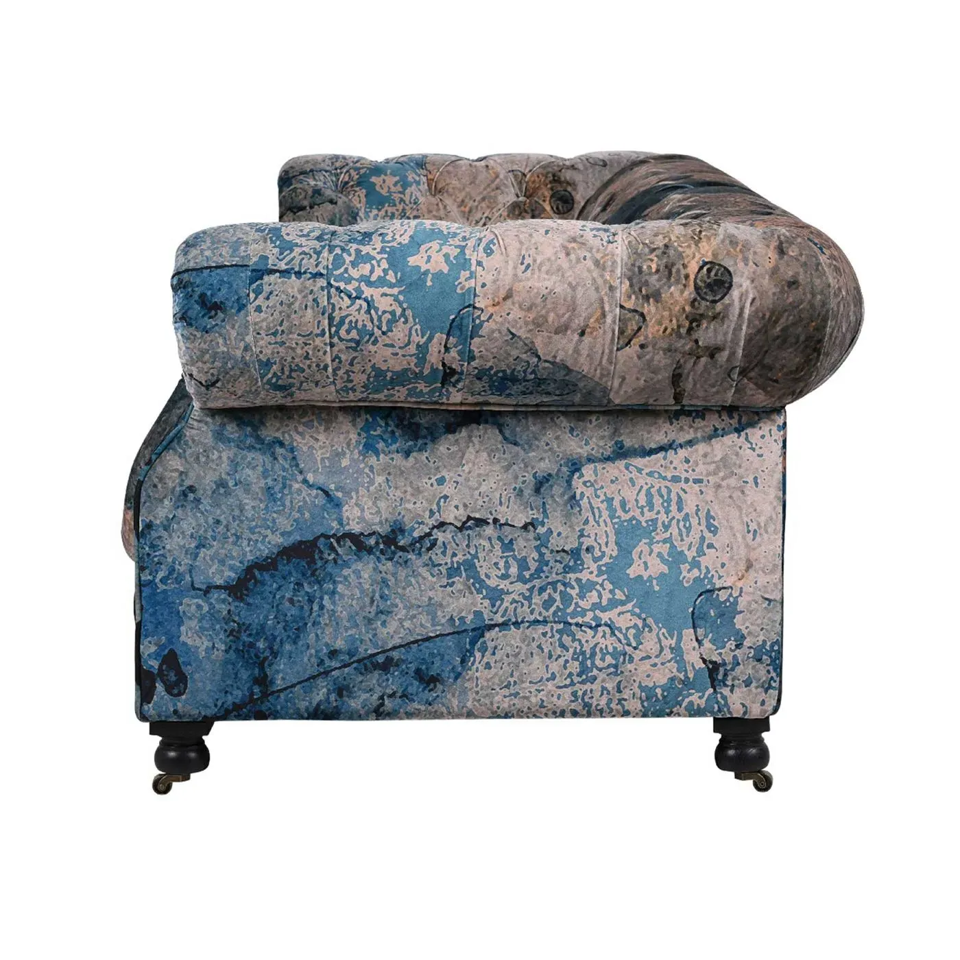 Timothy Oulton Serpentine 3-Seater Chesterfield Sofa - Blue