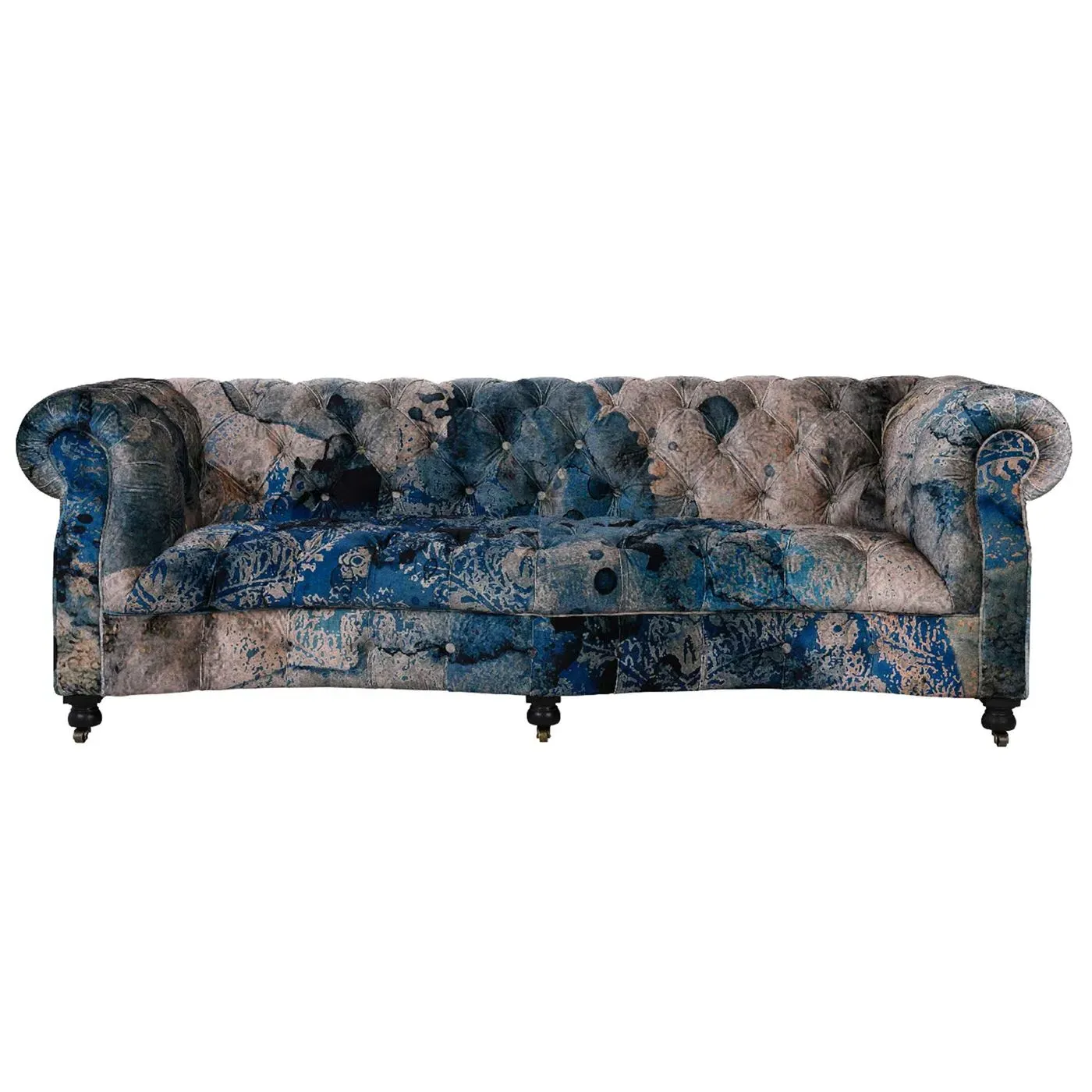 Timothy Oulton Serpentine 3-Seater Chesterfield Sofa - Blue