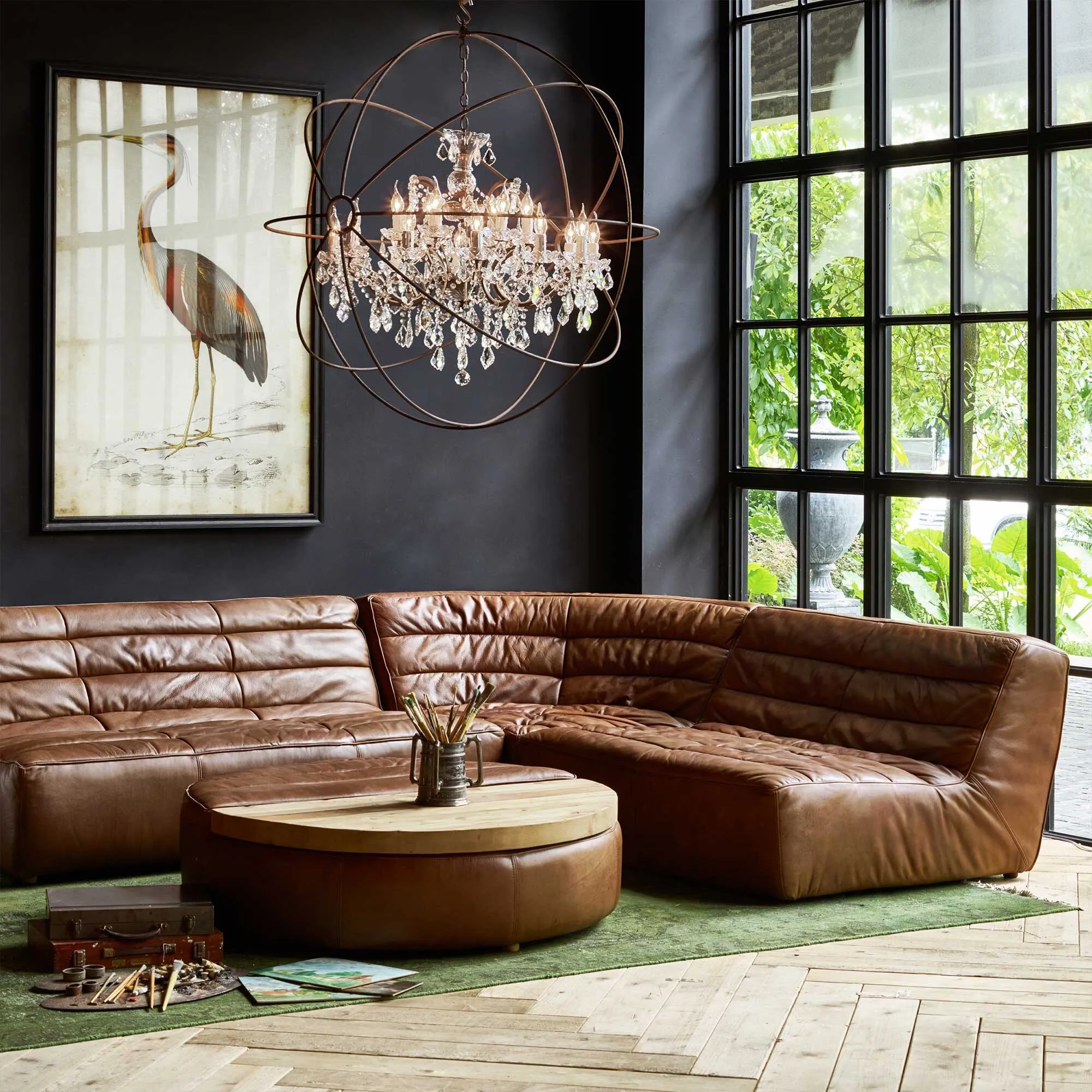 Timothy Oulton Shabby 2-Seater Modular Sofa - Brown, Leather