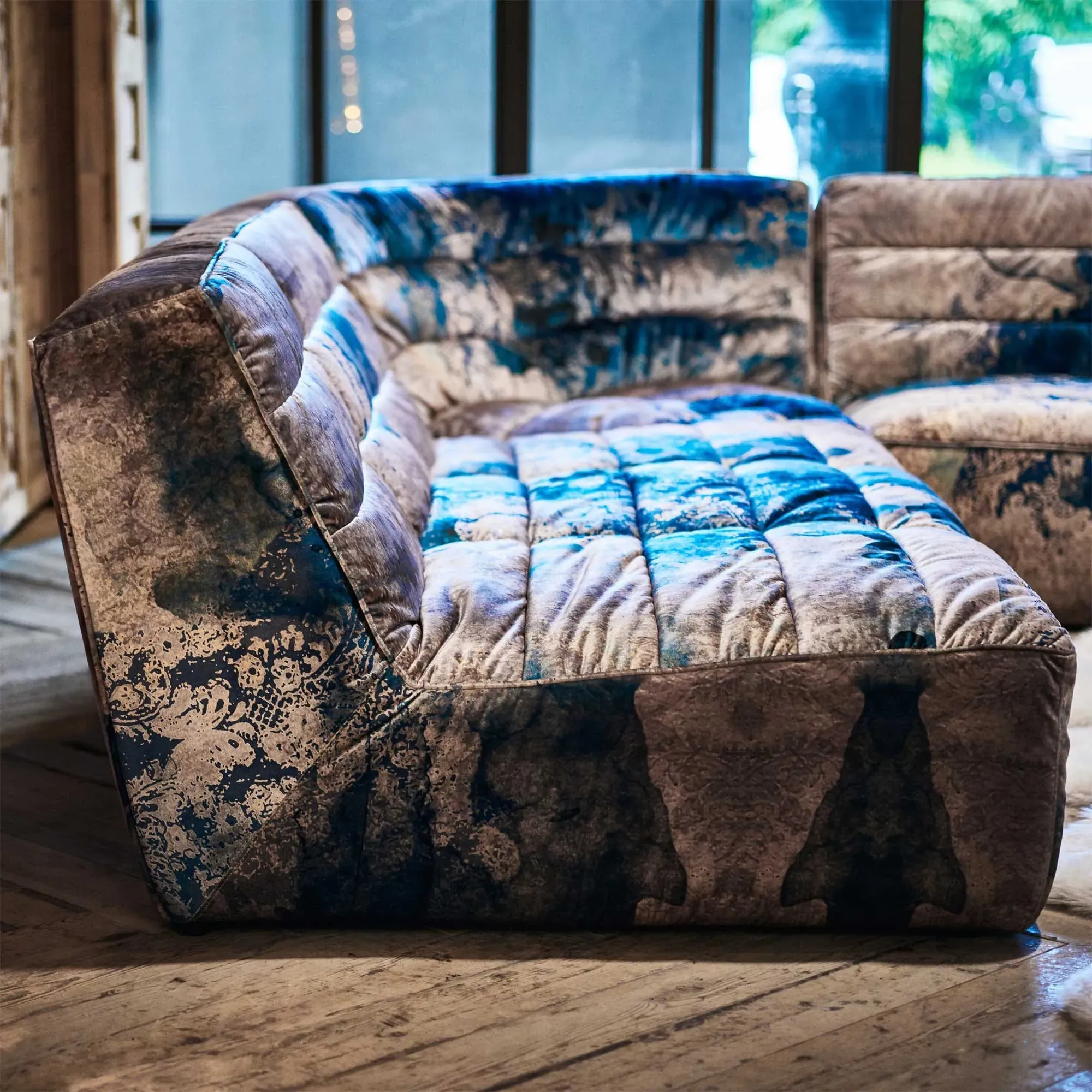 Timothy Oulton Shabby Corner Modular Sofa - Blue, Fabric