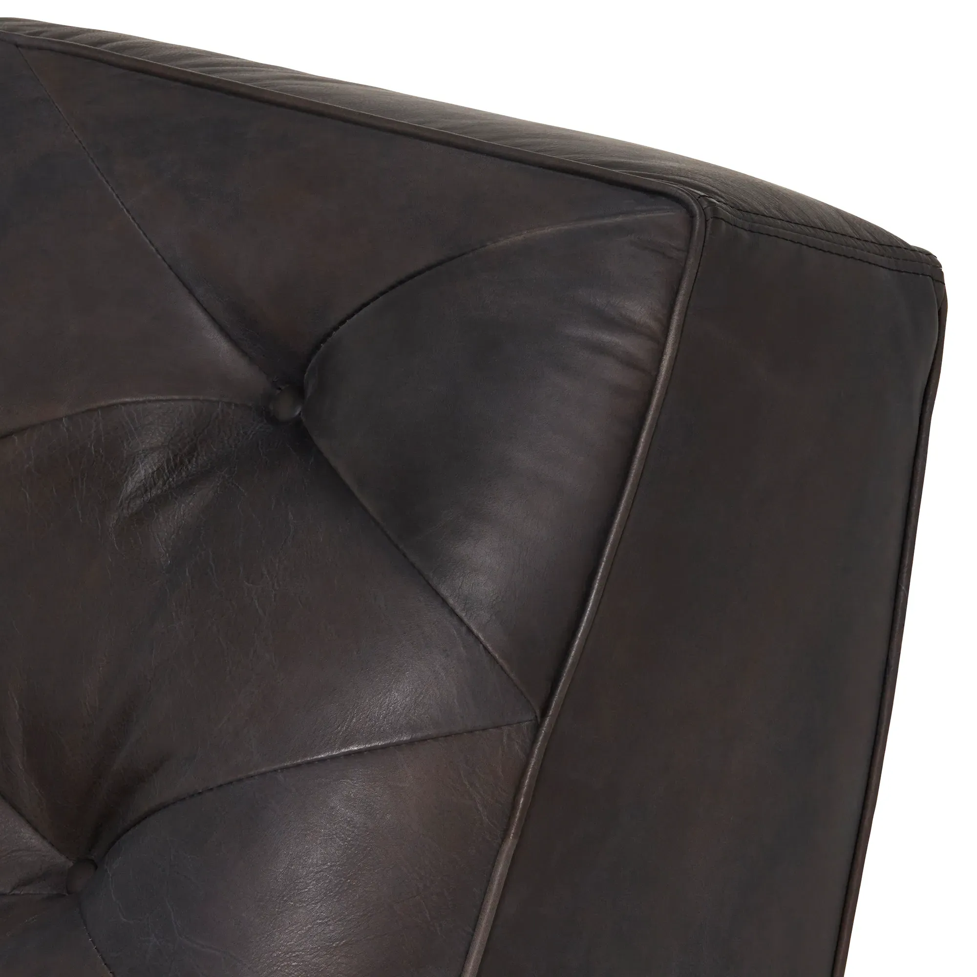 Timothy Oulton Shabby Tufted 1-Seater Modular Sofa - Black, Leather