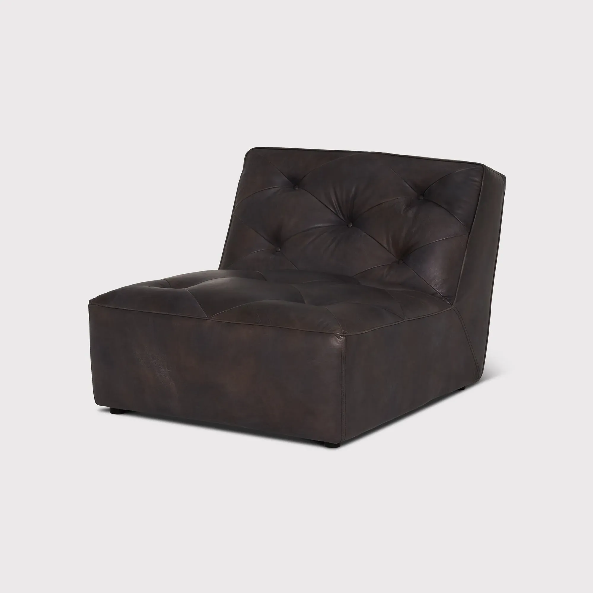 Timothy Oulton Shabby Tufted 1-Seater Modular Sofa - Black, Leather image