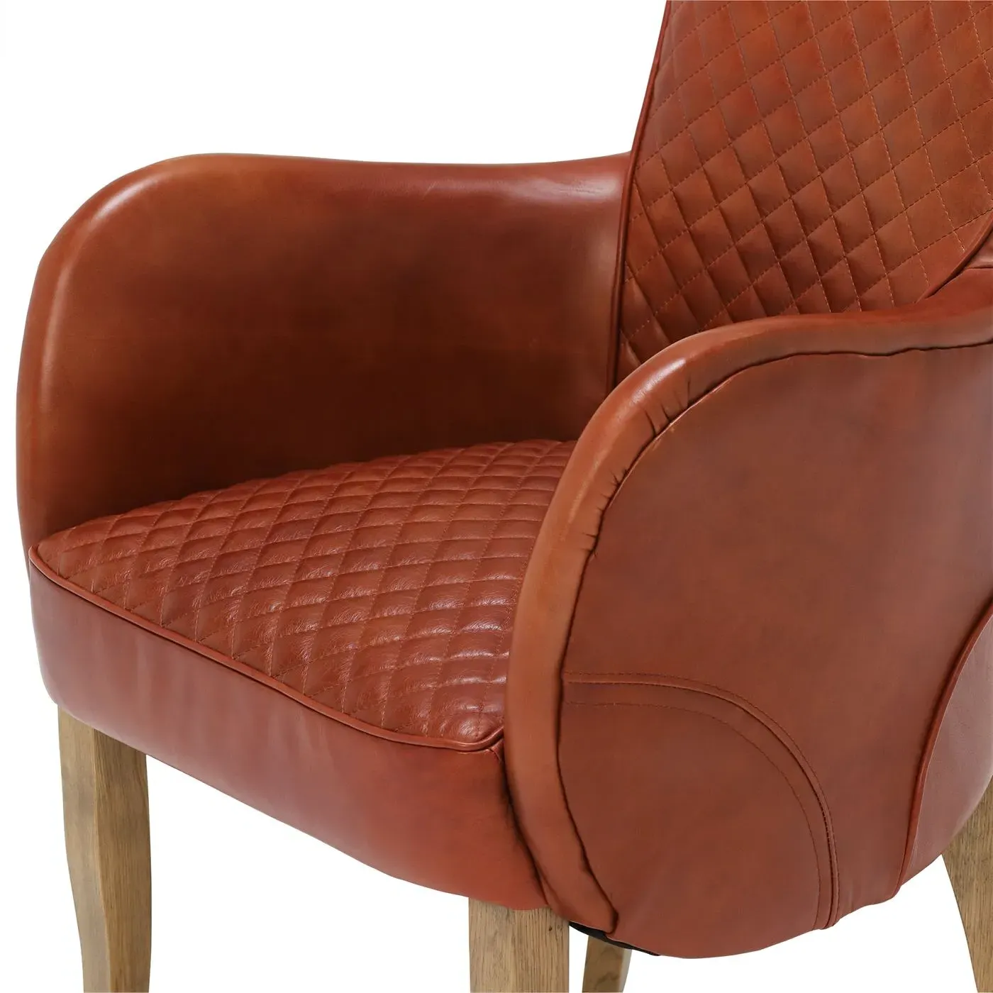 Timothy Oulton Side Saddle Dining Chair with Arms - Red, Leather