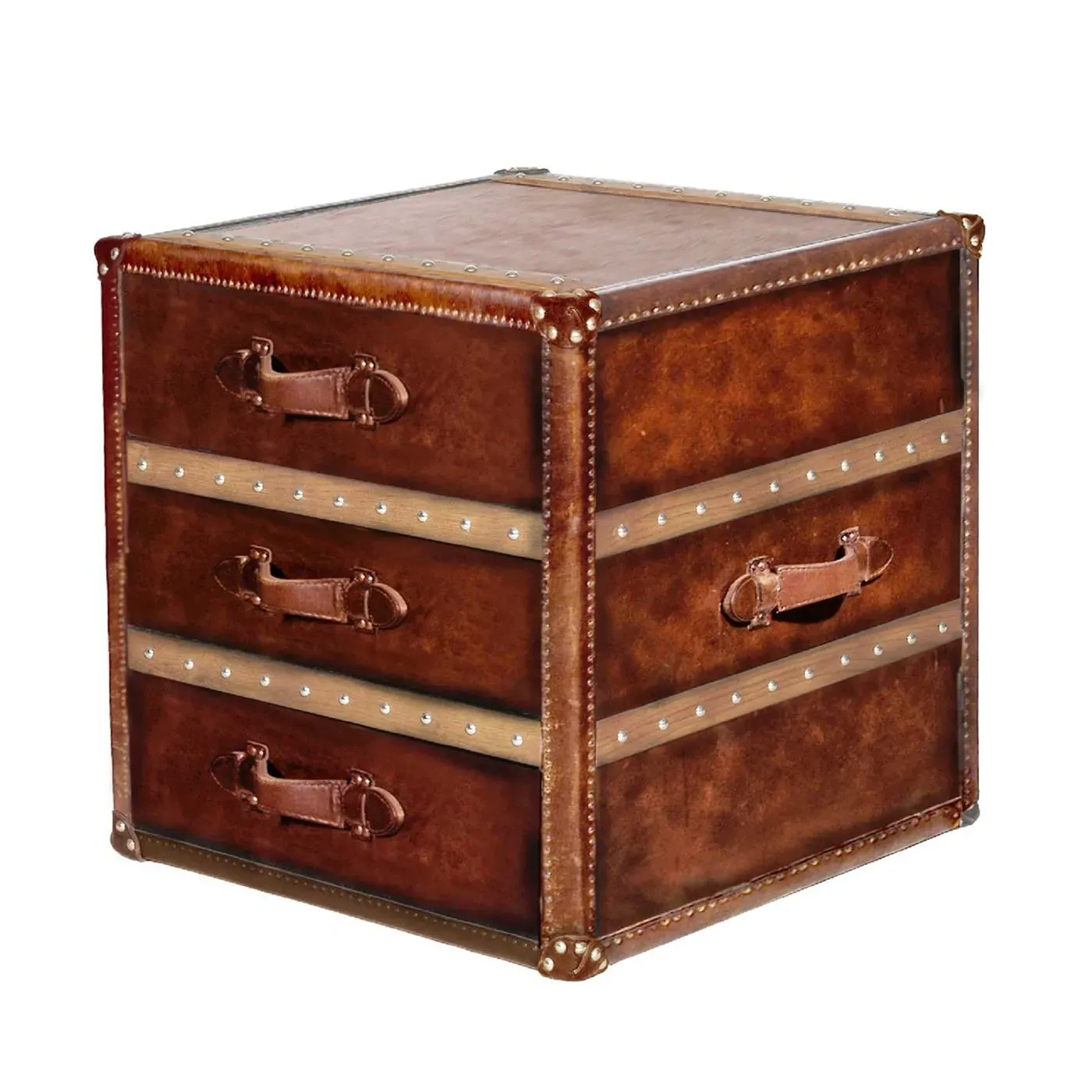 Timothy Oulton Stonyhurst Large Side Table - Brown, Leather