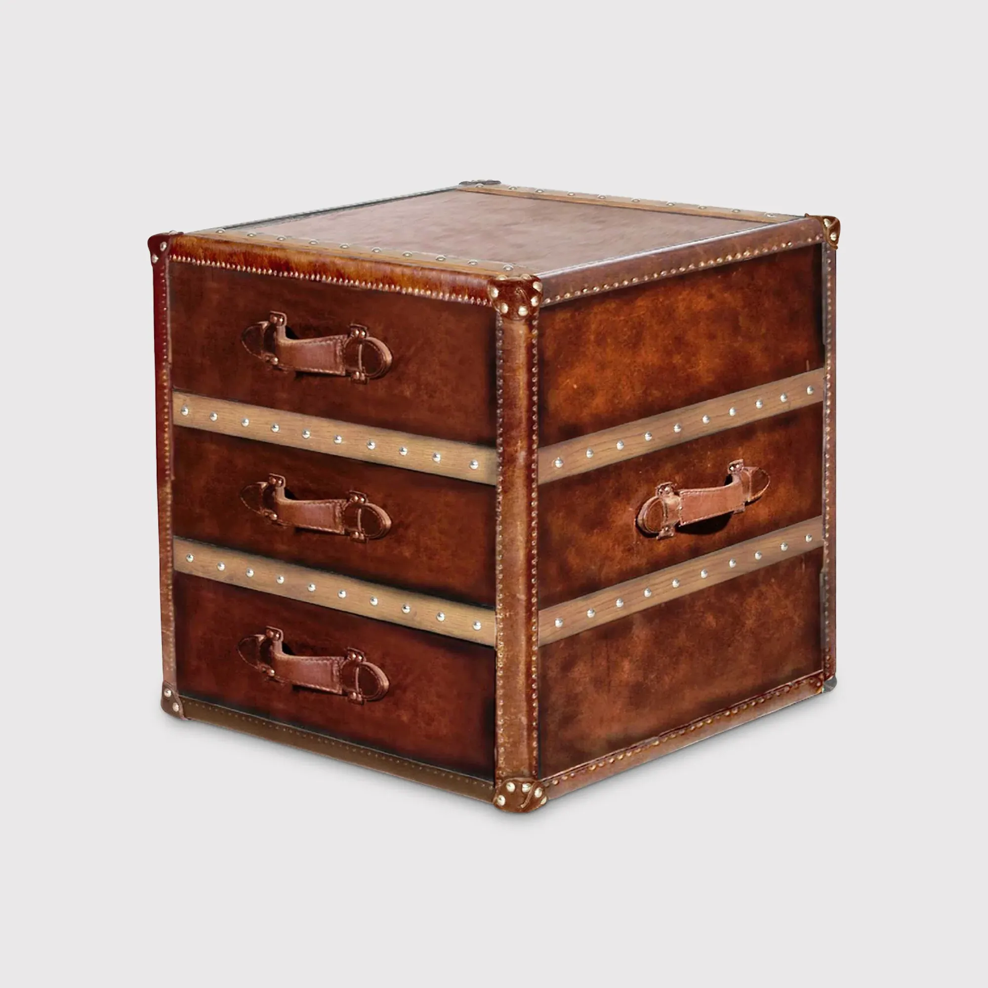 Timothy Oulton Stonyhurst Large Side Table - Brown, Leather image