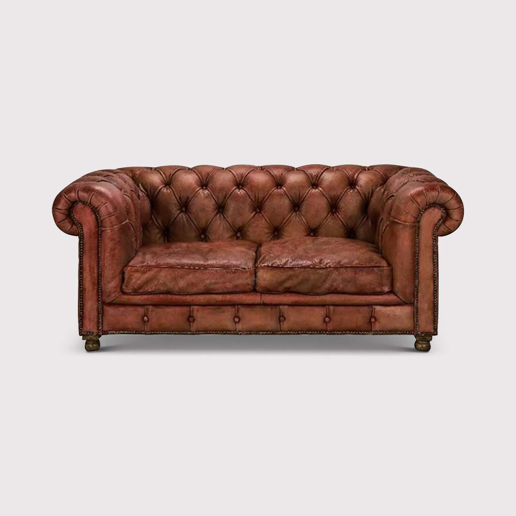 Timothy Oulton Westminster Feather 2-Seater Chesterfield Sofa - Red, Leather