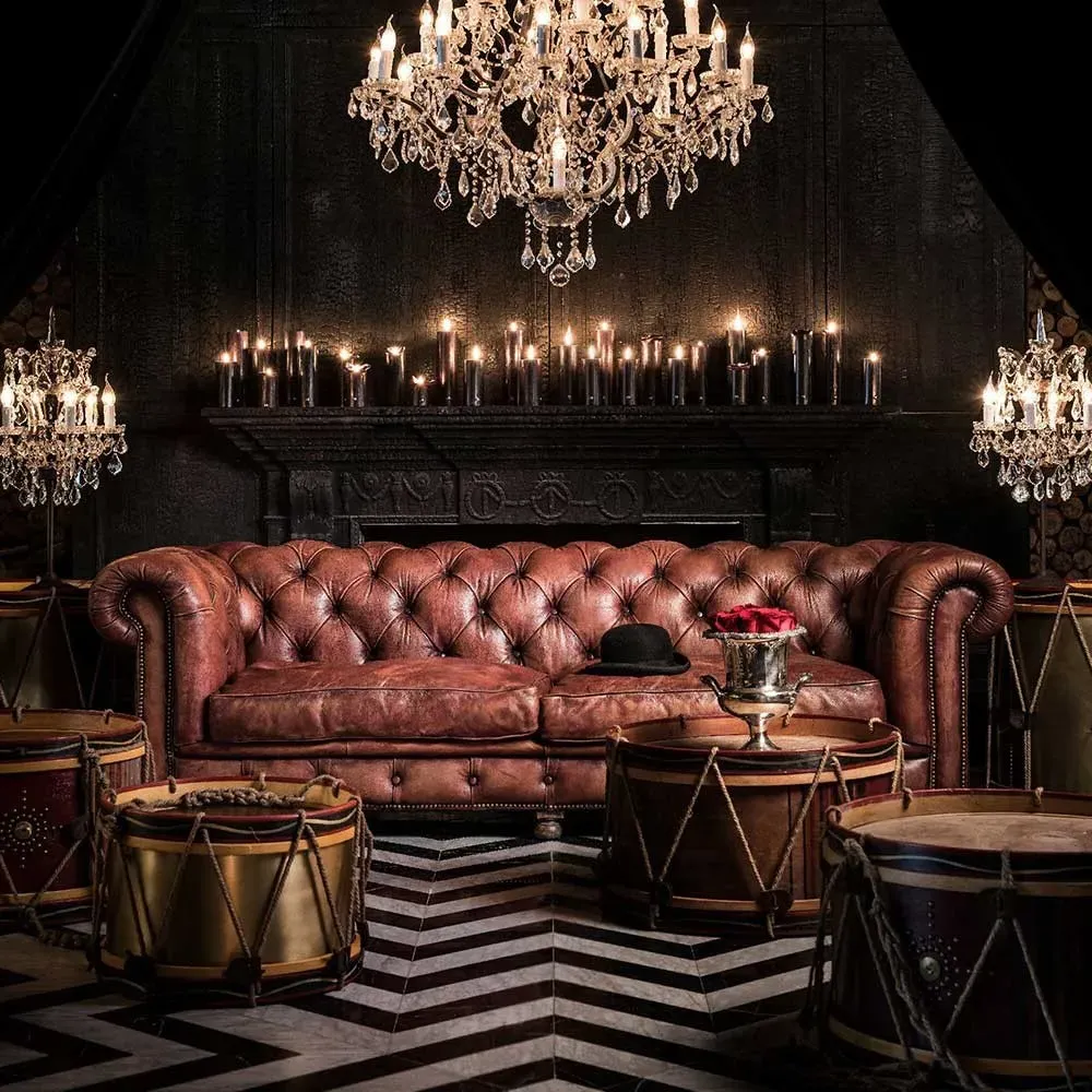 Timothy Oulton Westminster Feather 3-Seater Chesterfield Sofa - Red, Leather