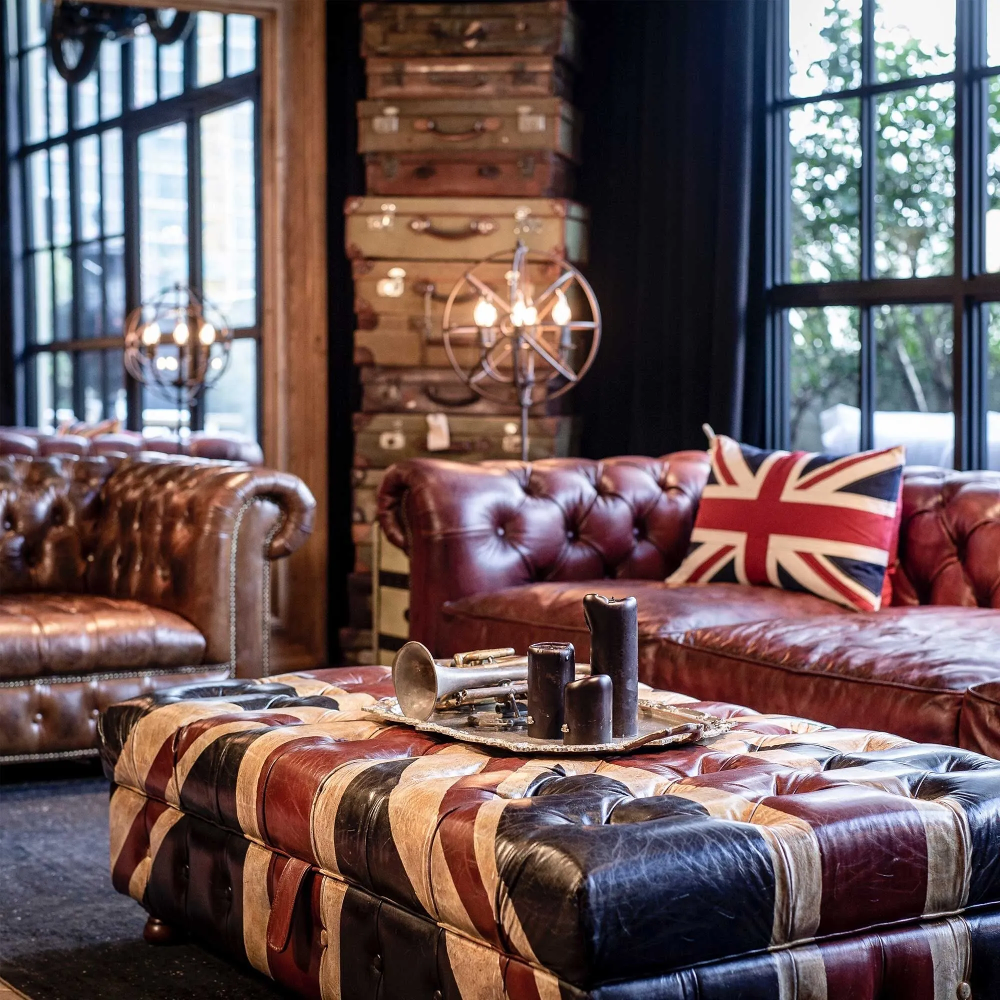 Timothy Oulton Westminster Large Storage Footstool - Black, Leather