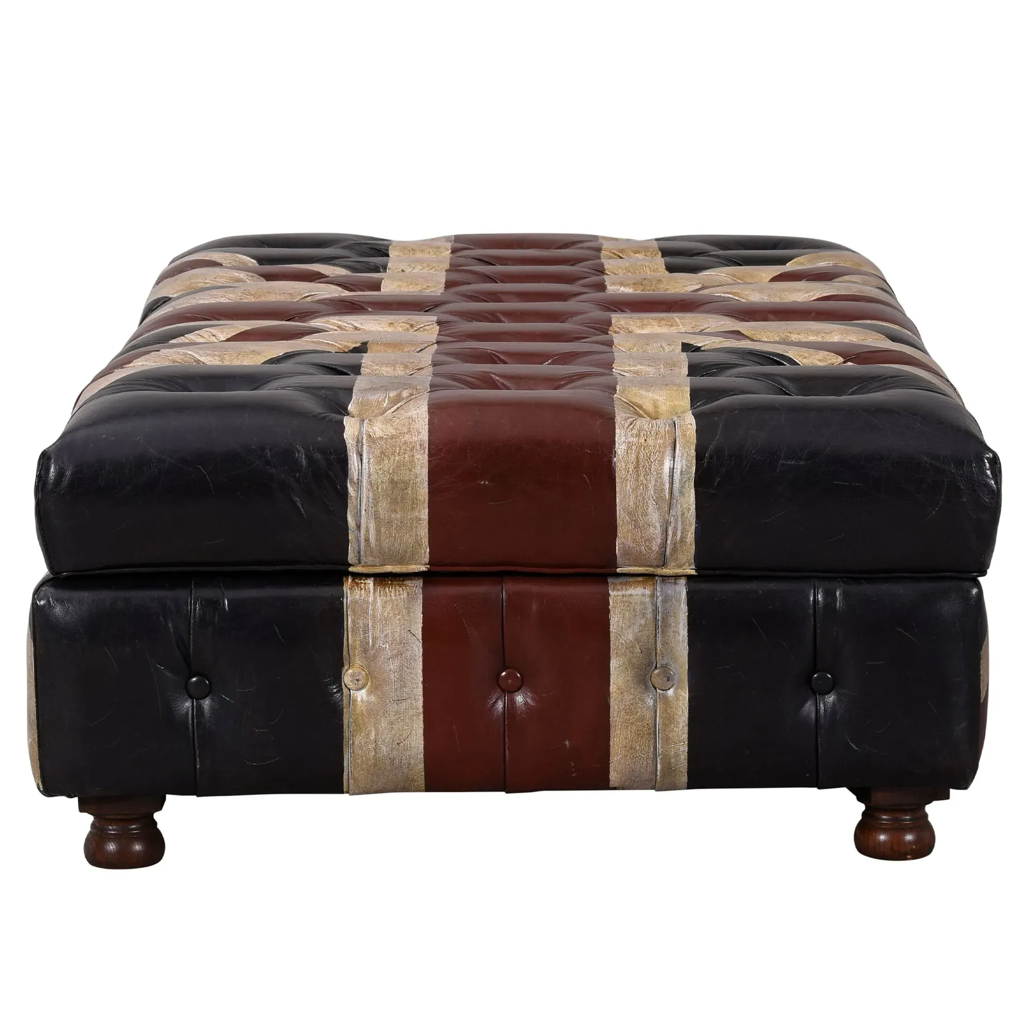 Timothy Oulton Westminster Large Storage Footstool - Black, Leather