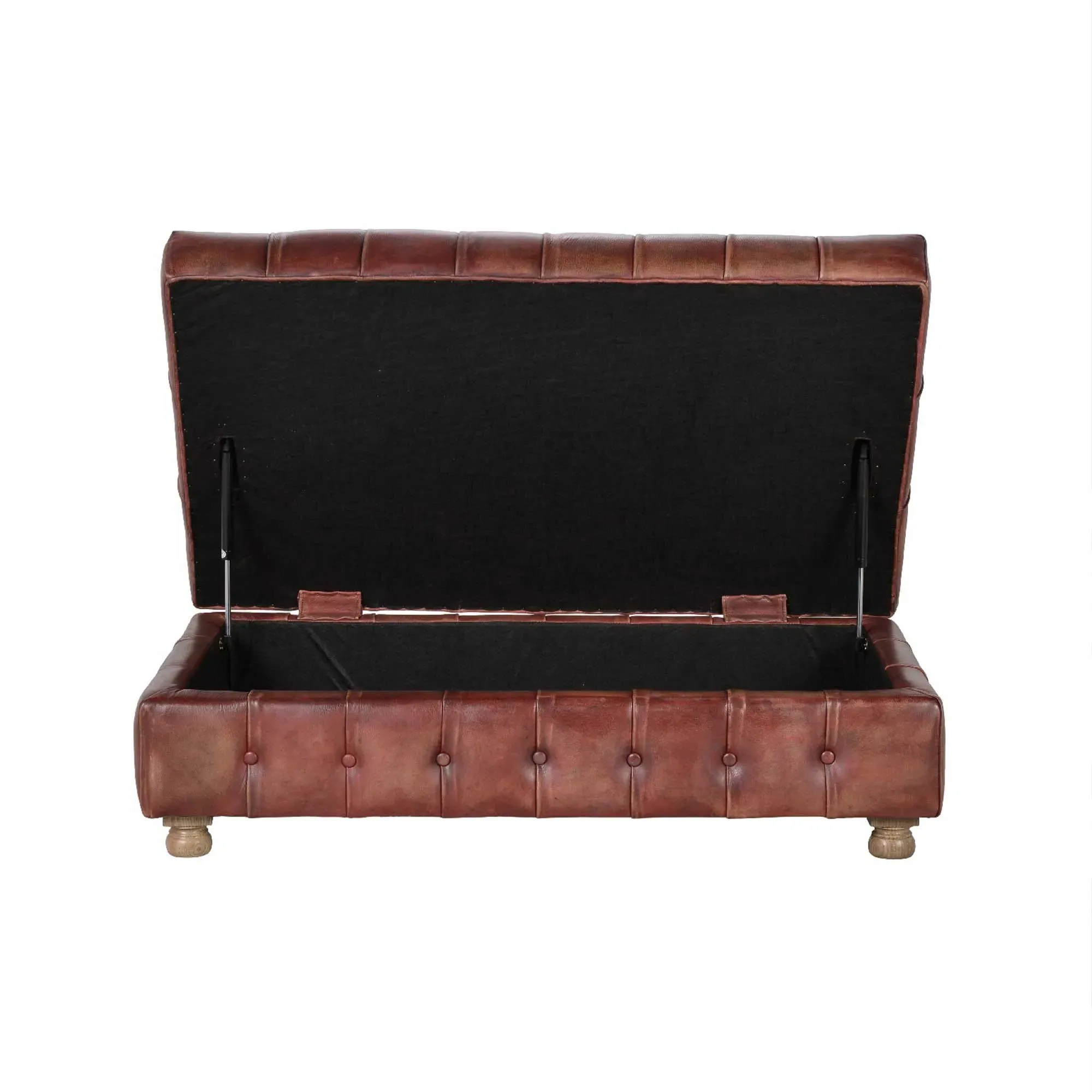 Timothy Oulton Westminster Medium Storage Footstool - Red, Leather
