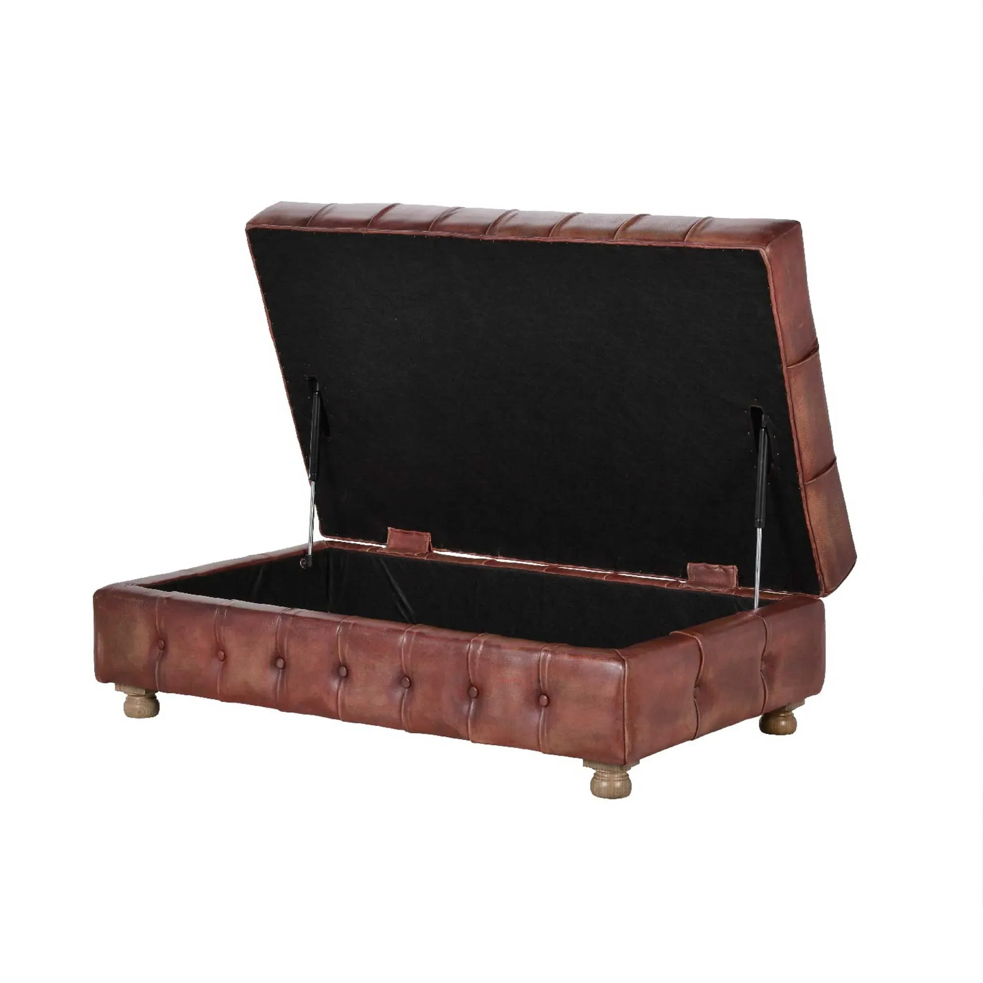 Timothy Oulton Westminster Medium Storage Footstool - Red, Leather