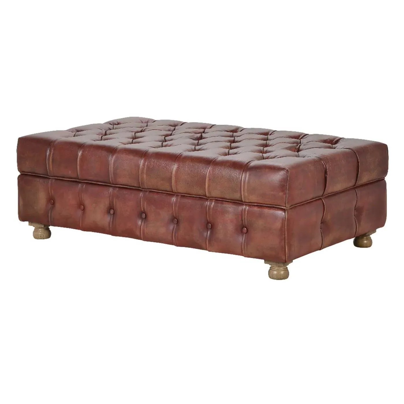 Timothy Oulton Westminster Medium Storage Footstool - Red, Leather image